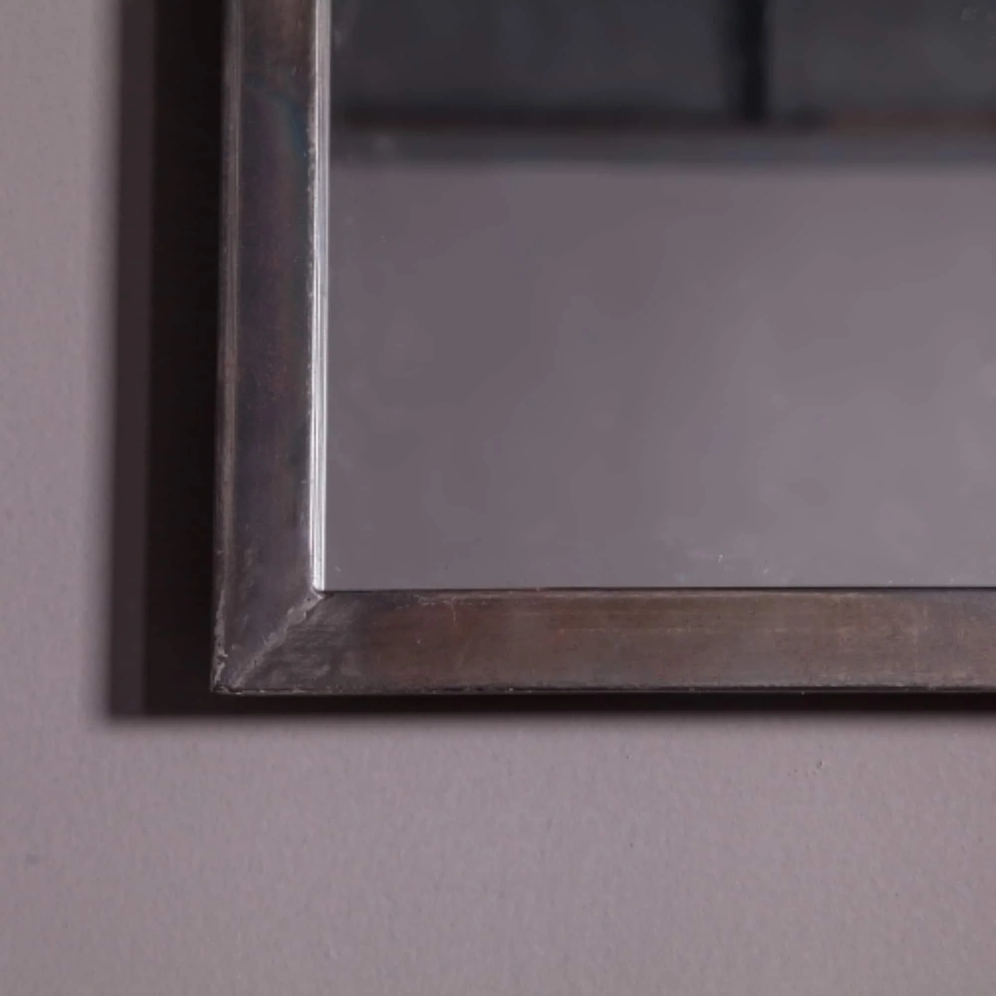 Rustic Brown Windowpane Wall Mirror with Metal Frame, 37.75" H x 23.8" W - Image 6