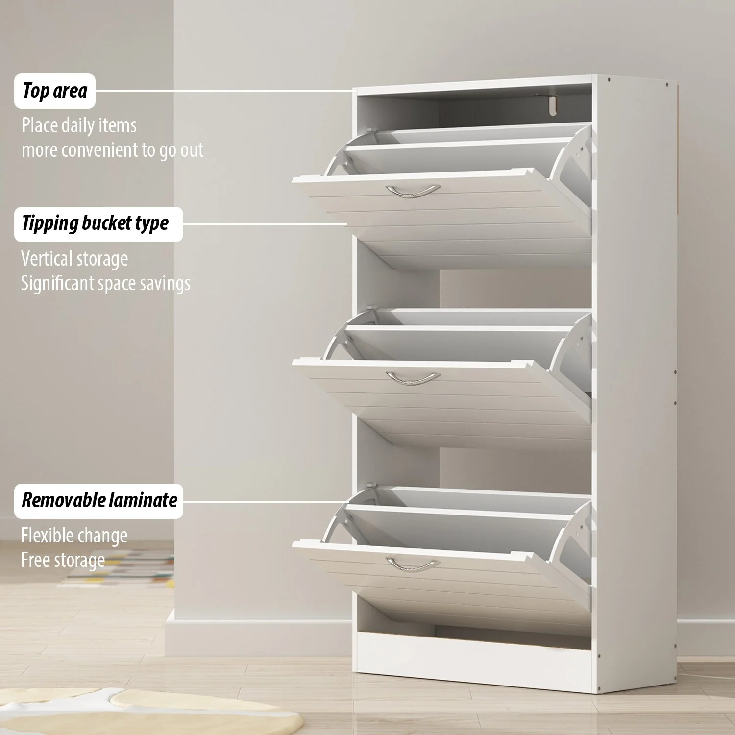 Modern Shoe Storage Cabinet for Entryway and Hallway, Space-Saving Shoe Organizer - Image 26