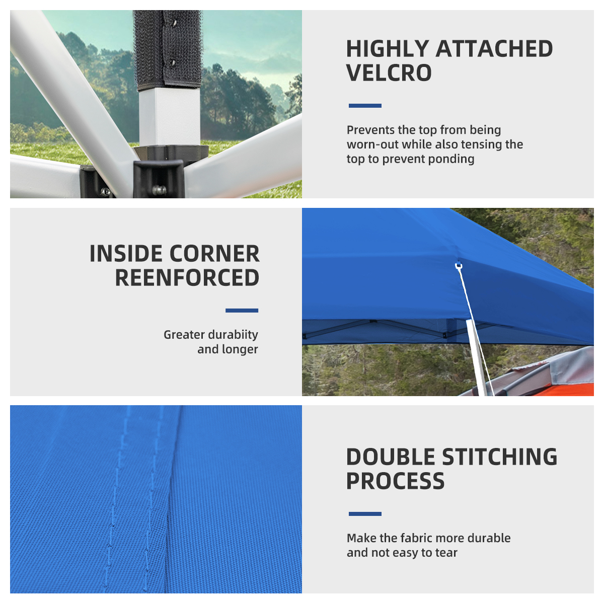 10x10 Pop Up Canopy Tent With Durable Silver Coated Cover And Adjustable Slant Legs, Easy Setup Outdoor Patio Instant Sun Shelter - Blue, Included 1 x Storage Carry Bag, 4 x Guylines, 8 x Stakes - Image 8