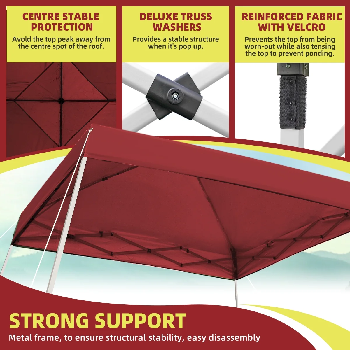 10x10 Pop Up Canopy Tent With Durable Silver Coated Cover And Adjustable Slant Legs, Easy Setup Outdoor Patio Instant Sun Shelter - Blue, Included 1 x Storage Carry Bag, 4 x Guylines, 8 x Stakes - Image 35