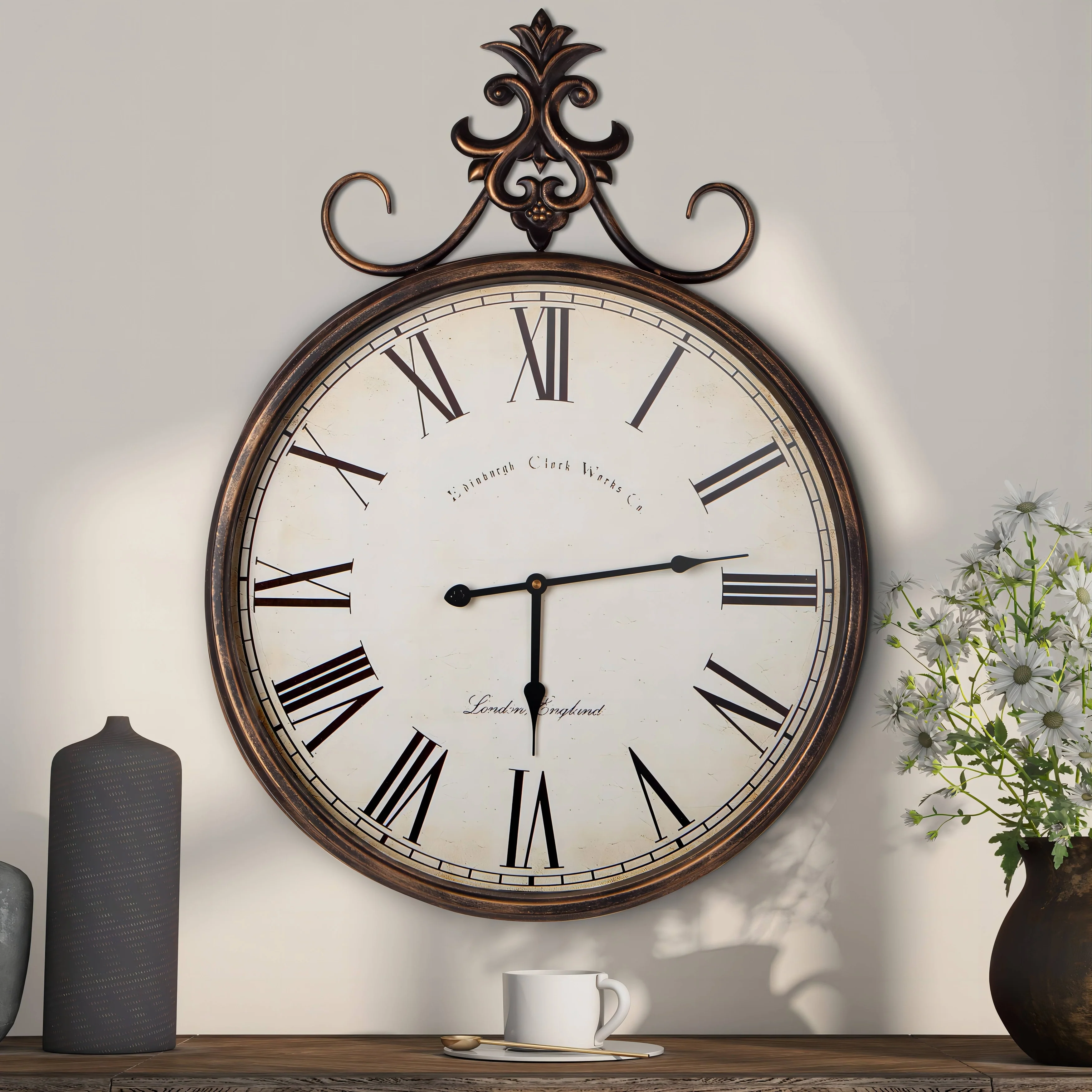Large Antique Wall Clock, Vintage Decorative Hanging Clock for Living Room, Bedroom and Office - Image 2