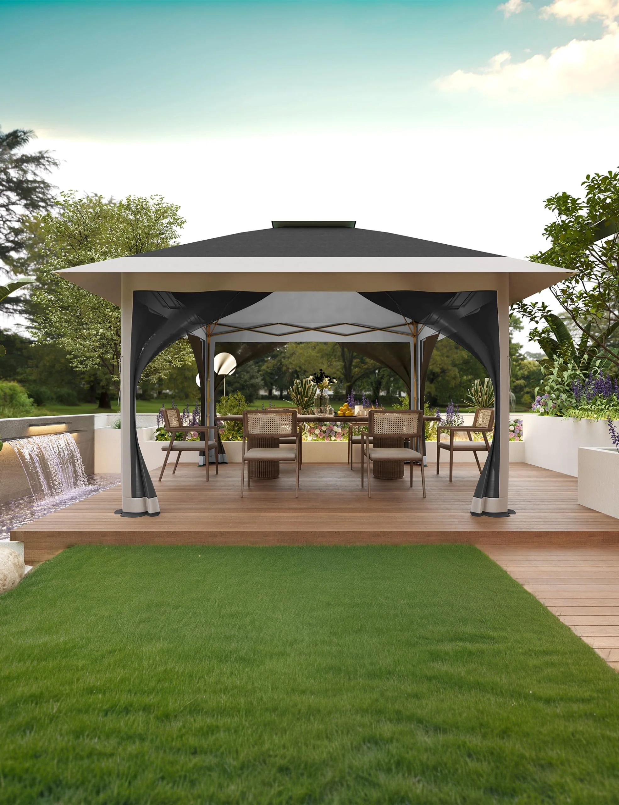 AOILE 13x13FT Pop-Up Patio Gazebo, Outdoor Canopy Tent with Mesh Walls, Double Roof & Carry Bag - Image 31