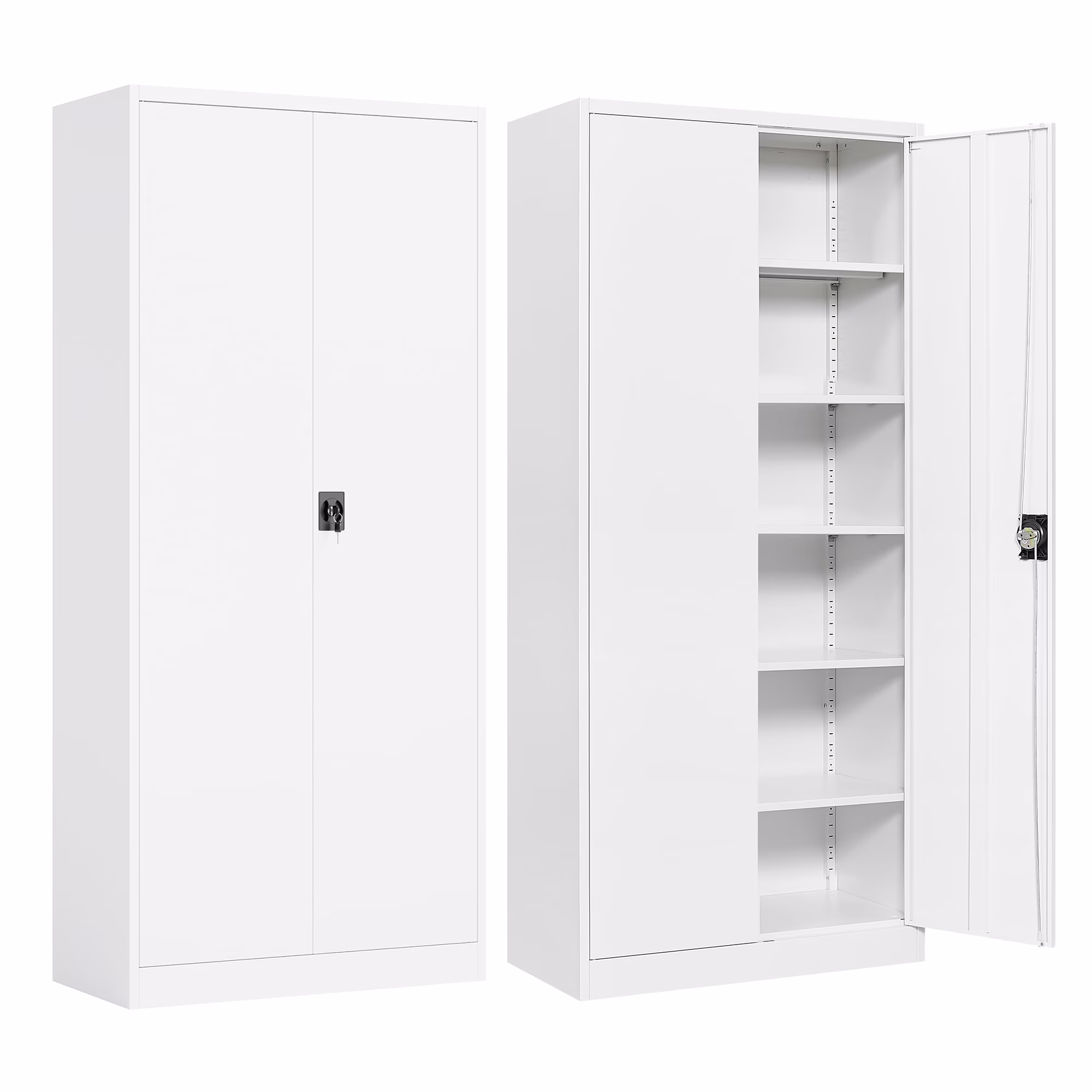 AUHUP Metal Storage Cabinet with Wheels, 73" Rolling Garage Storage Cabinets with 4 Adjustable Shelves & Locking Doors,Black Tool Cabinet for Garage,Home,Warehouse,Workshop - Image 7