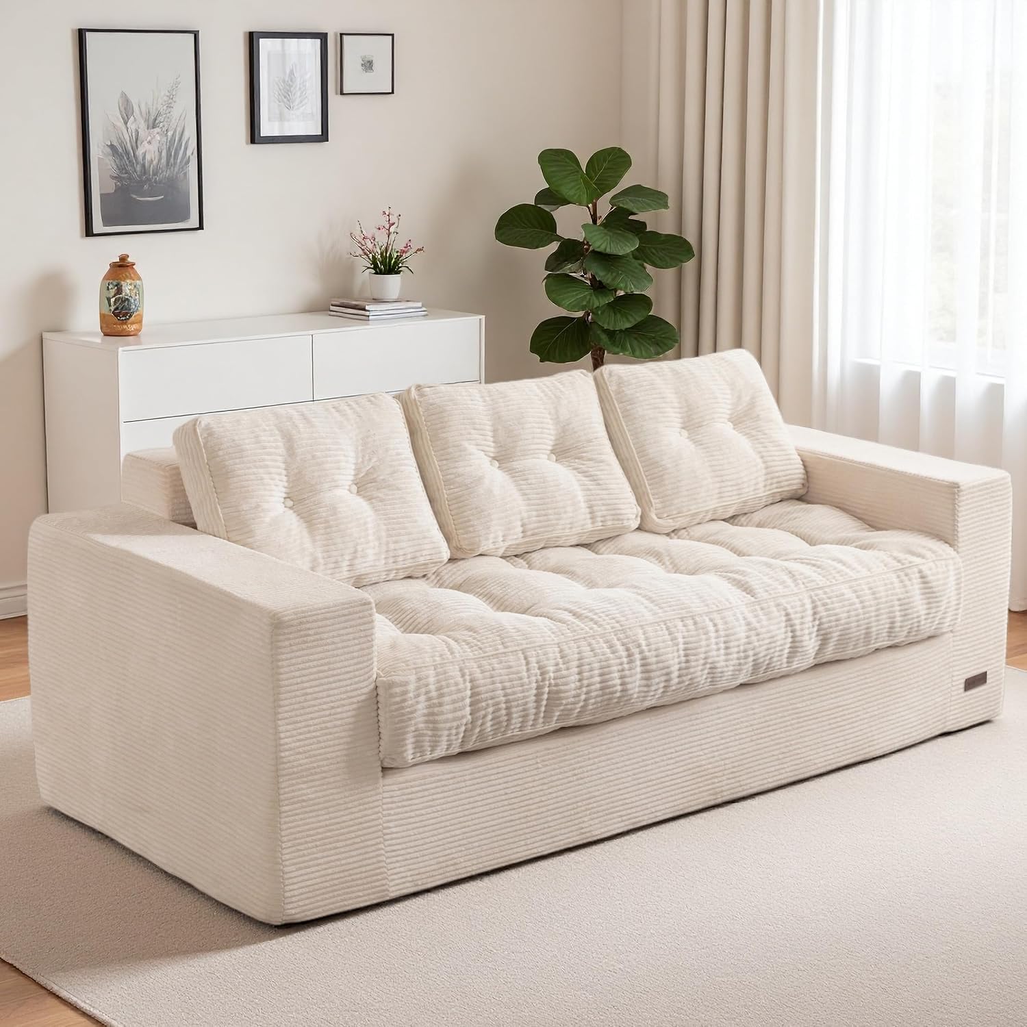 Loveseat Sofa Couch, Upholstered Bean Bag Chair Cloud Seat - Image 9