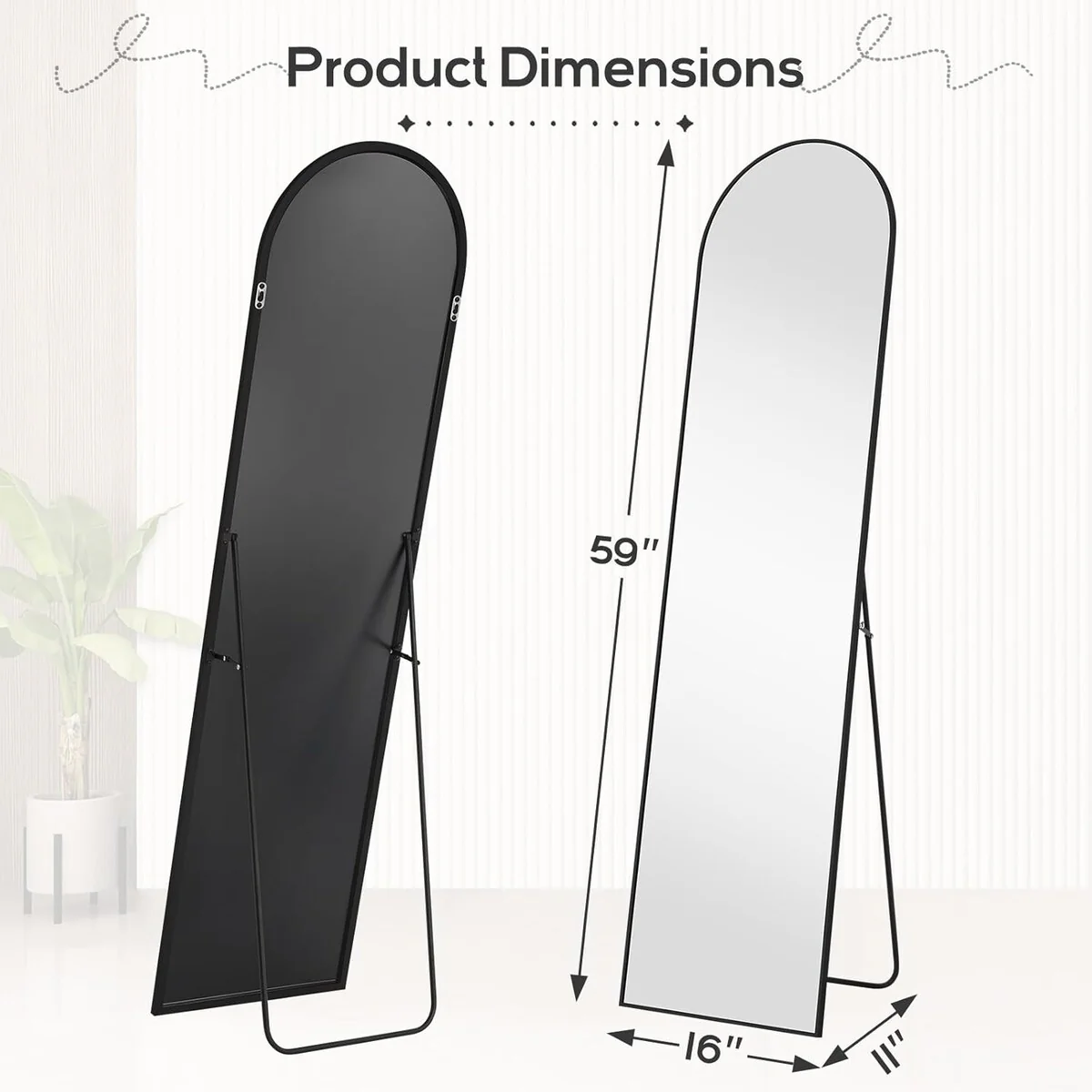 Full Length Mirror with Stand, Aluminum Alloy Frame Full Body Floor Mirror for Bedroom and Cloakroom - Image 18