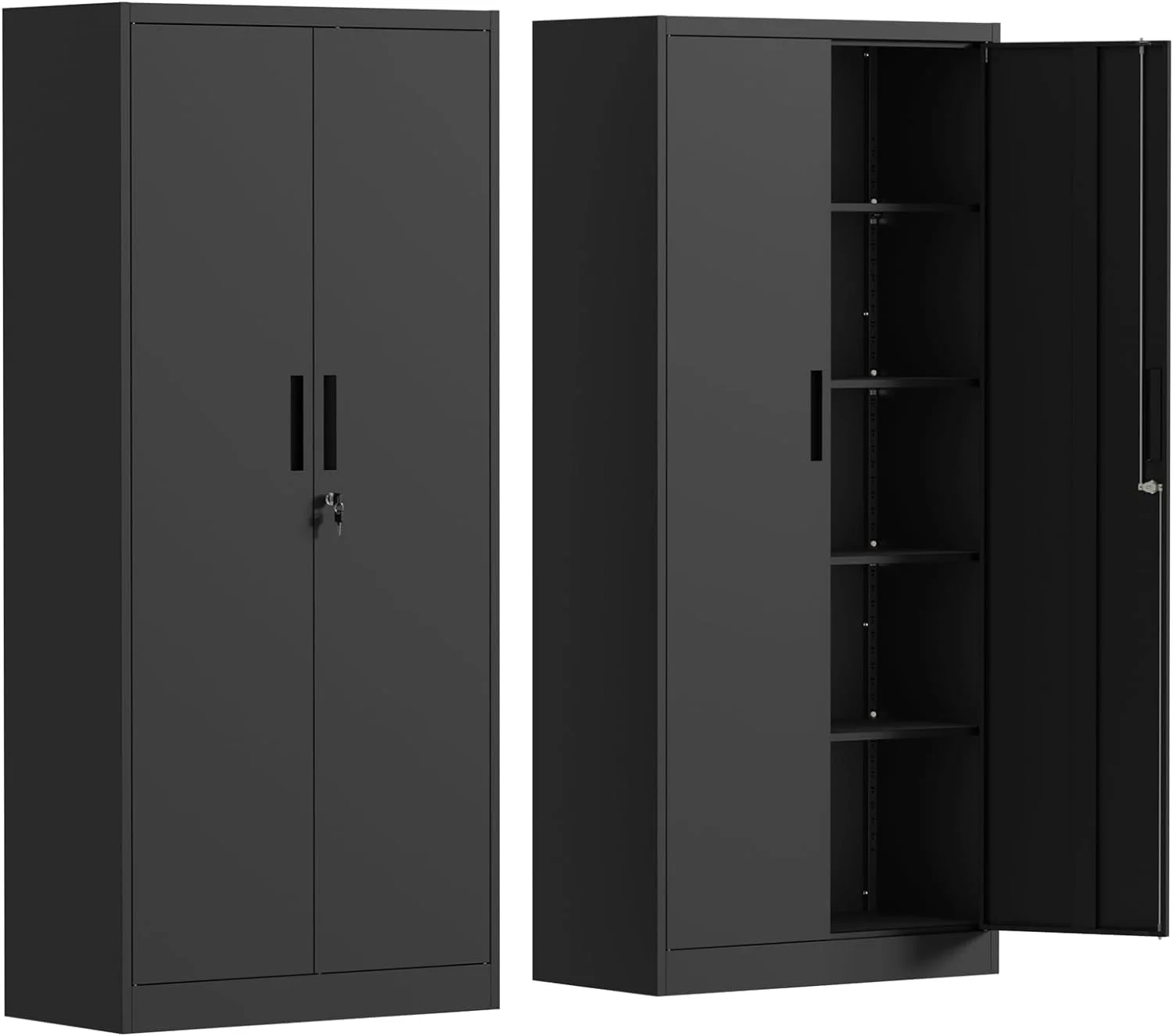 Odaof Metal Garage Storage with 2 Doors and 4 Adjustable Shelves,71" Lockable Tall Steel Cabinet for Office,Garage,School,Home (White) - Image 19