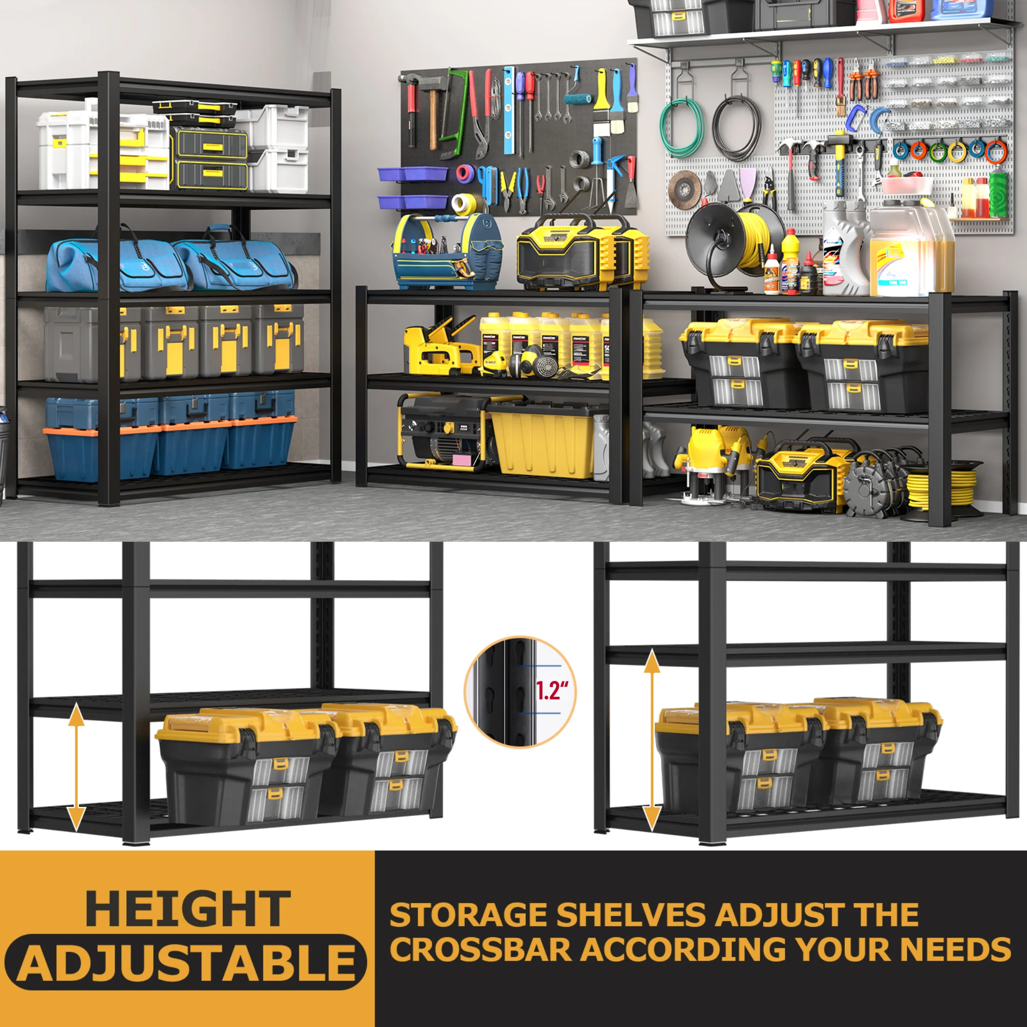 TrumanPick Storage Shelves 2200LBS Metal Wire Shelving Units Garage Storage Rack 40"W x 20"D x 59"H Heavy Duty Adjustable Industrial Shelving - Image 4