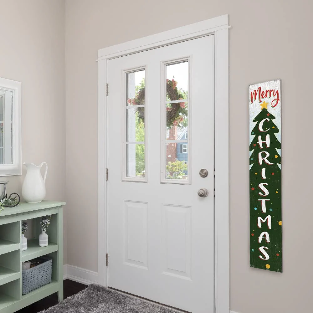My Word! Merry Christmas Holiday Porch Board Welcome Sign and Porch Leaner for Front Porch, Yard, Deck, Patio, Wall - Indoor Outdoor Farmhouse Rustic Vertical Porch and Yard Decor 8"x46.5" - Image 5