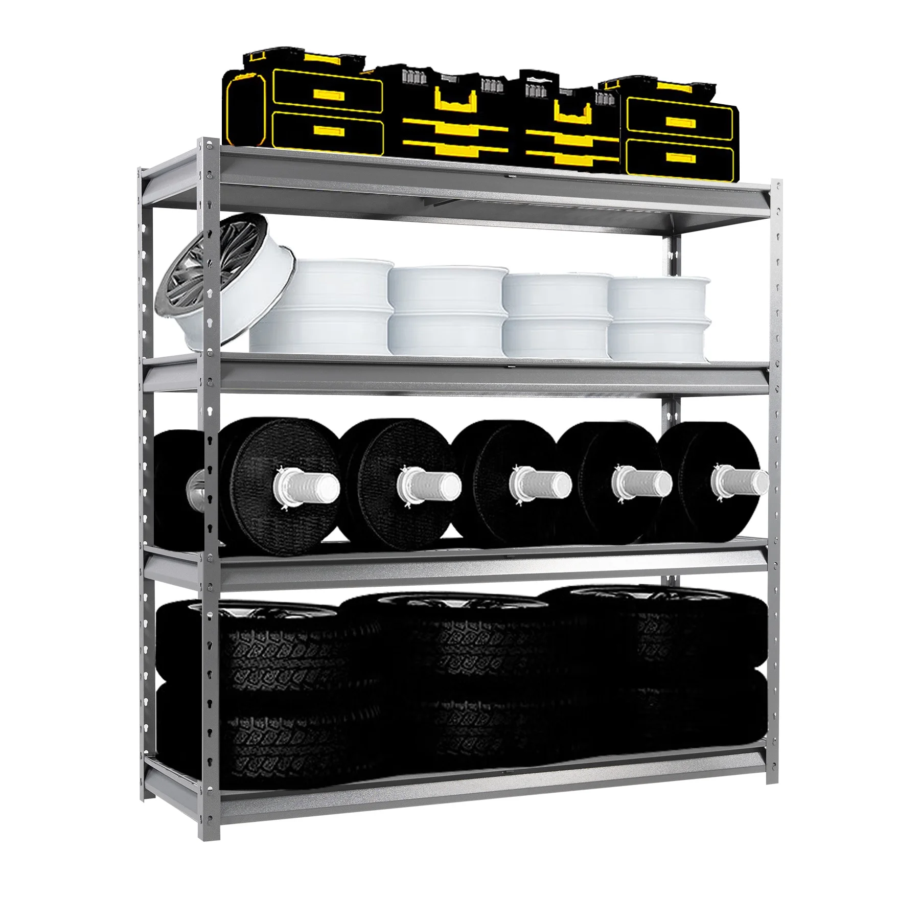 Shuntong The Atlas 12000LBS Garage Storage Shelves, 48"W Heavy Duty Metal Industrial Shelves, 4 Tier Adjustable Storage Rack for Warehouse Shop Basement,48"W x 24"D x 72"H, Black - Image 21