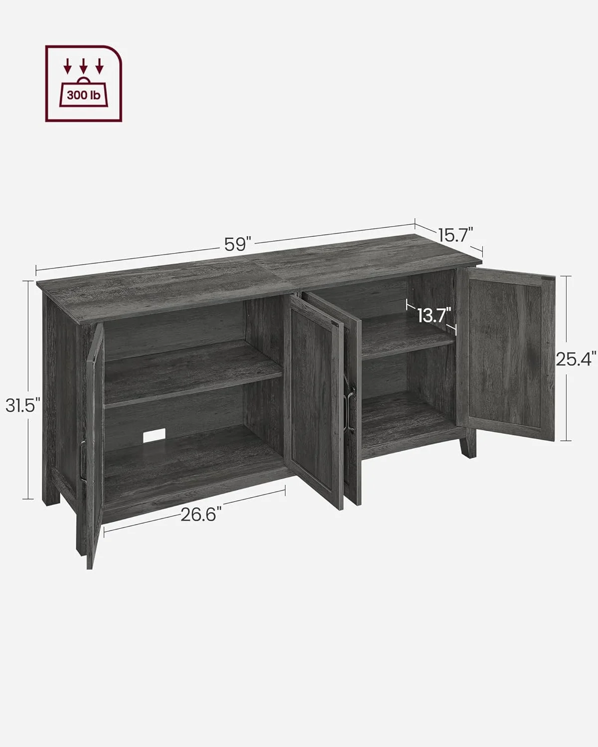 Buffet Cabinet Sideboard Storage Cabinet with Adjustable Shelves for Living Room Rustic Walnut - Image 18