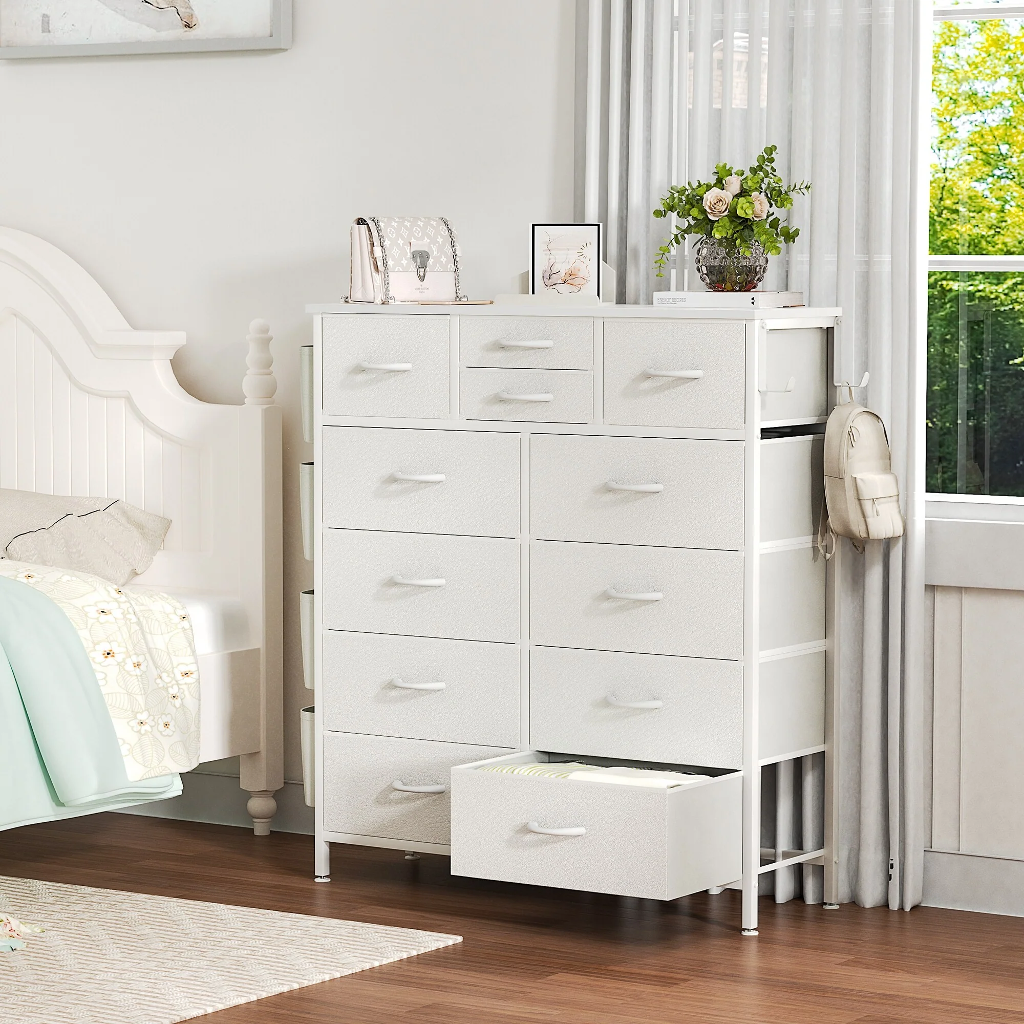 12 Drawer Fabric Dresser, Tall Bedroom Chest of Drawers with Storage - Image 42
