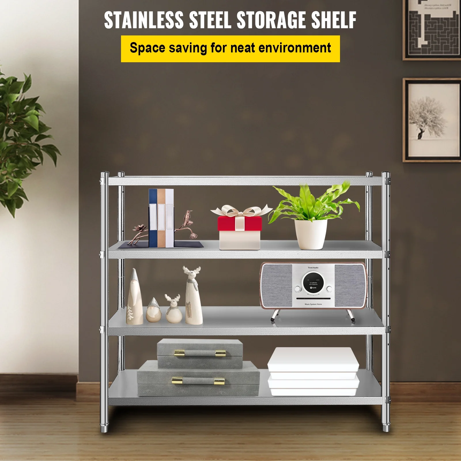 KFFKFF Storage Rack, Quad-Level Metal Shelves, Organizational Shelf Unit, Dimensions 70.9 x 17.7 x 59.1 Inches, Robust Storage Rack Shelving, Total Load Capacity 1320 Lbs, Height Modifiable - Image 4
