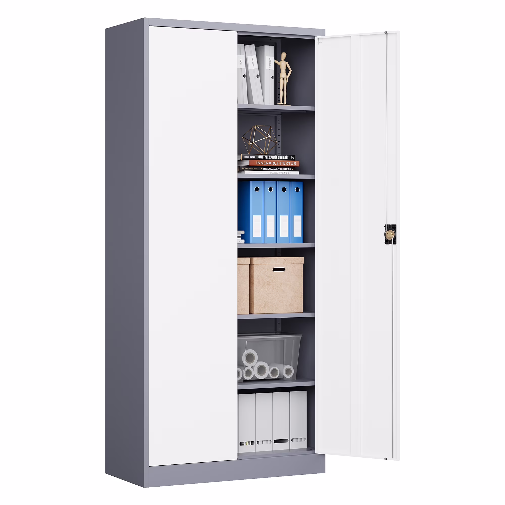 AUHUP Metal Storage Cabinet with Wheels, 73" Rolling Garage Storage Cabinets with 4 Adjustable Shelves & Locking Doors,Black Tool Cabinet for Garage,Home,Warehouse,Workshop - Image 5