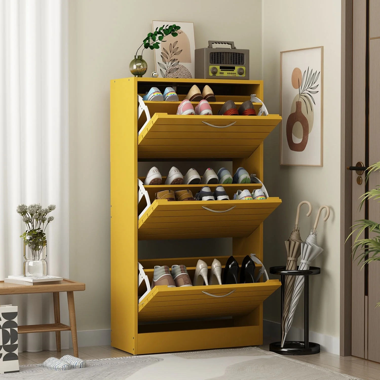 Modern Shoe Storage Cabinet for Entryway and Hallway, Space-Saving Shoe Organizer - Image 16