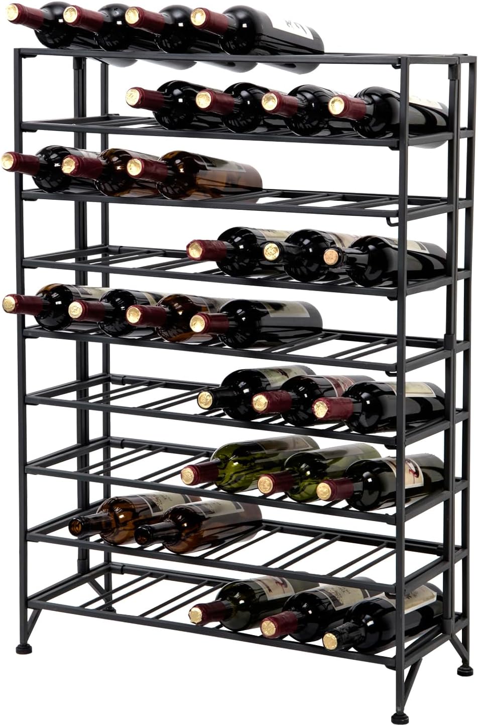 9 Tier Gray Metal Freestanding Wine Rack Holds 54 Bottles - Image 2