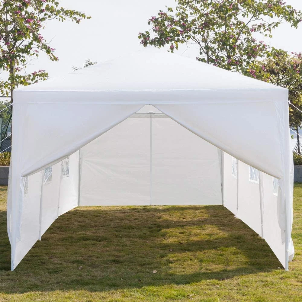 10'x30' Outdoor Patio Wedding Party Tent Heavy Duty Canopy Tent Gazebo, Waterproof UV Protection Tent with Spiral Tubes White(8 Removable Sidewalls 2 Doors) - Image 5