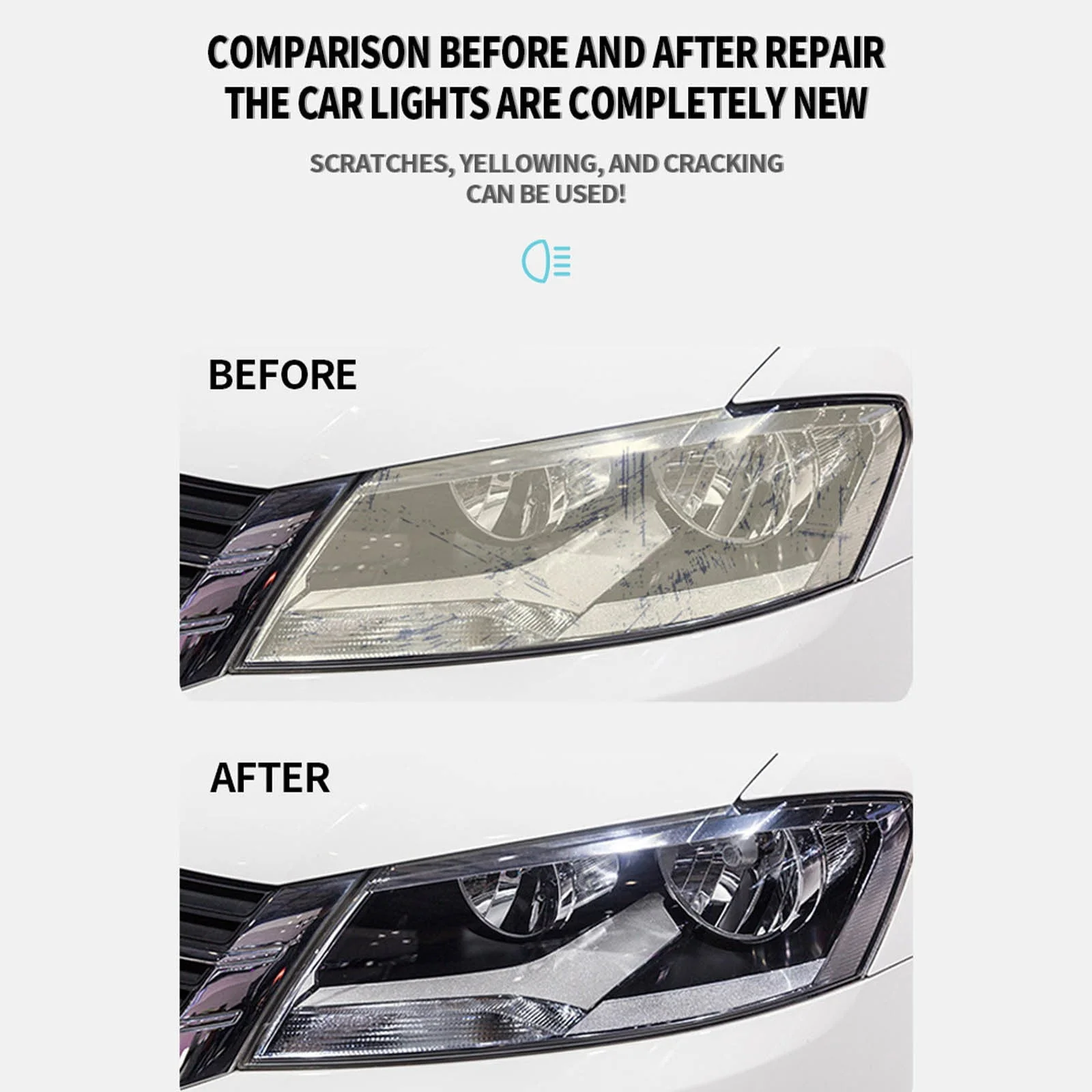 lulshou Car Headlight Restoration Spray, Headlight Restorer Liquid Spray, Headlamp Brightener Car Care Repair Kit, UVResistant & Effective Headlight Coating Spray 120ML Cleaning Supplies - Image 6