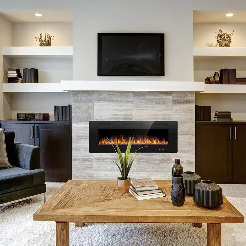 Recessed Electric Fireplace Heater, Wall Mounted 750-1500W Fireplace with Remote Control - Image 14