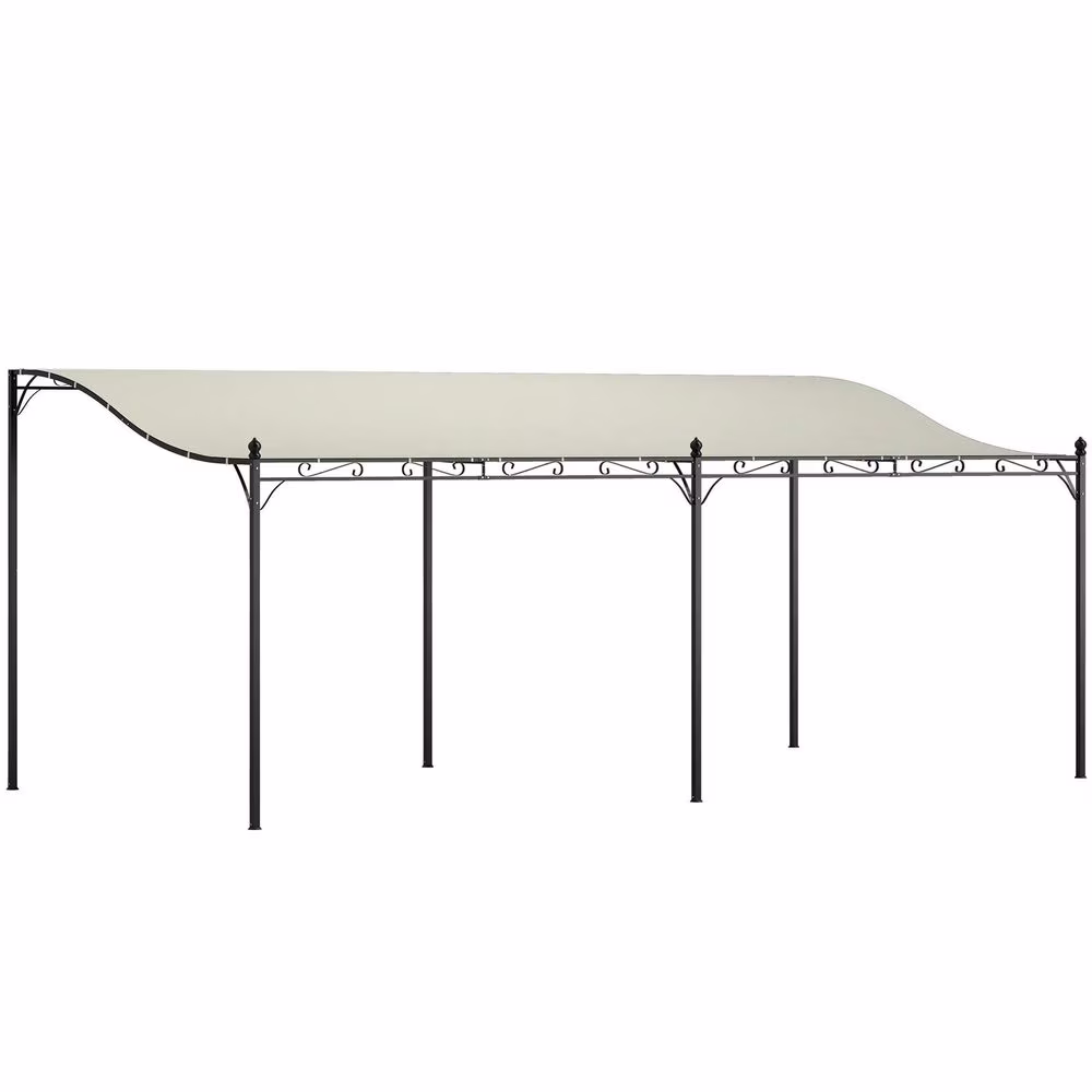 Topcobe 10' x 20' Wall-Mounted Outdoor Pergola Canopy, Metal Patio Canopy with Drainage Holes for Backyard Garden, Tents for Parties, Outdoor Canopy, Shade Canopy, Patio Canopy, Cream White