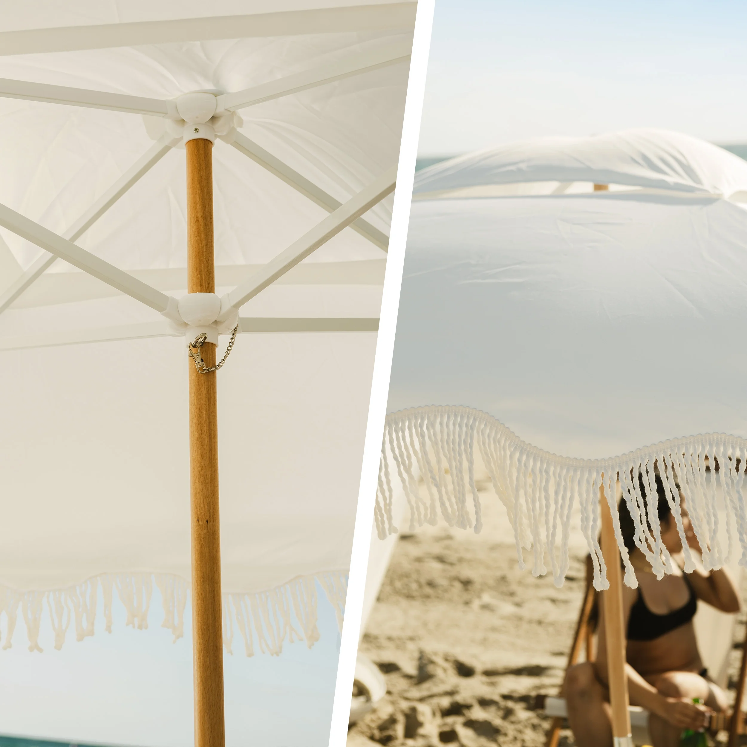 AMMSUN 6'-6' Boho Beach Cabana Tent Canopy with Tassels Fringe UPF50+ Outdoor for Beach Patio,White - Image 4