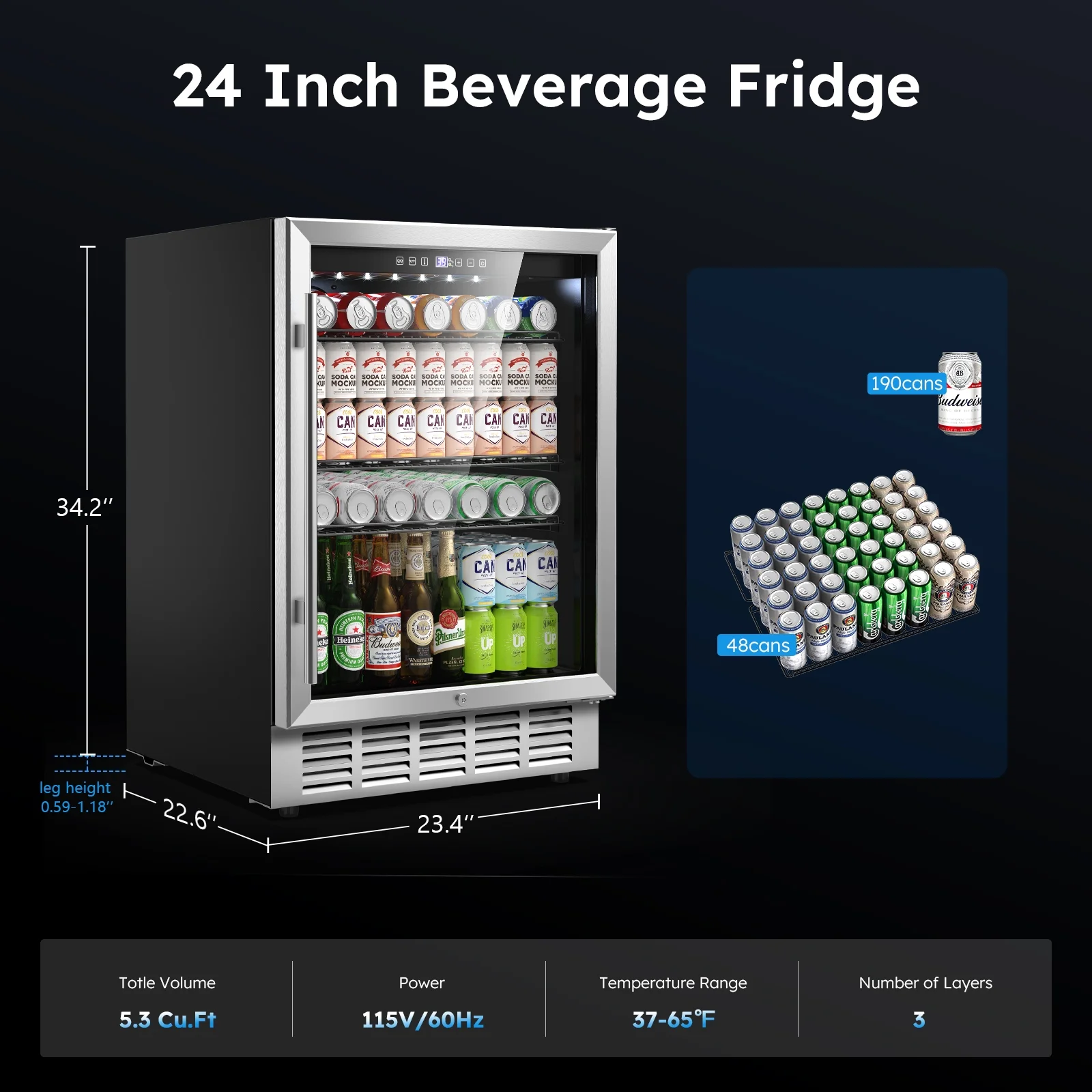 QAUSOU 24 Inch Under Counter Double Drawer Fridge, Weather Proof Stainless Steel Outdoor Beverage Refrigerator for Patio - Image 23