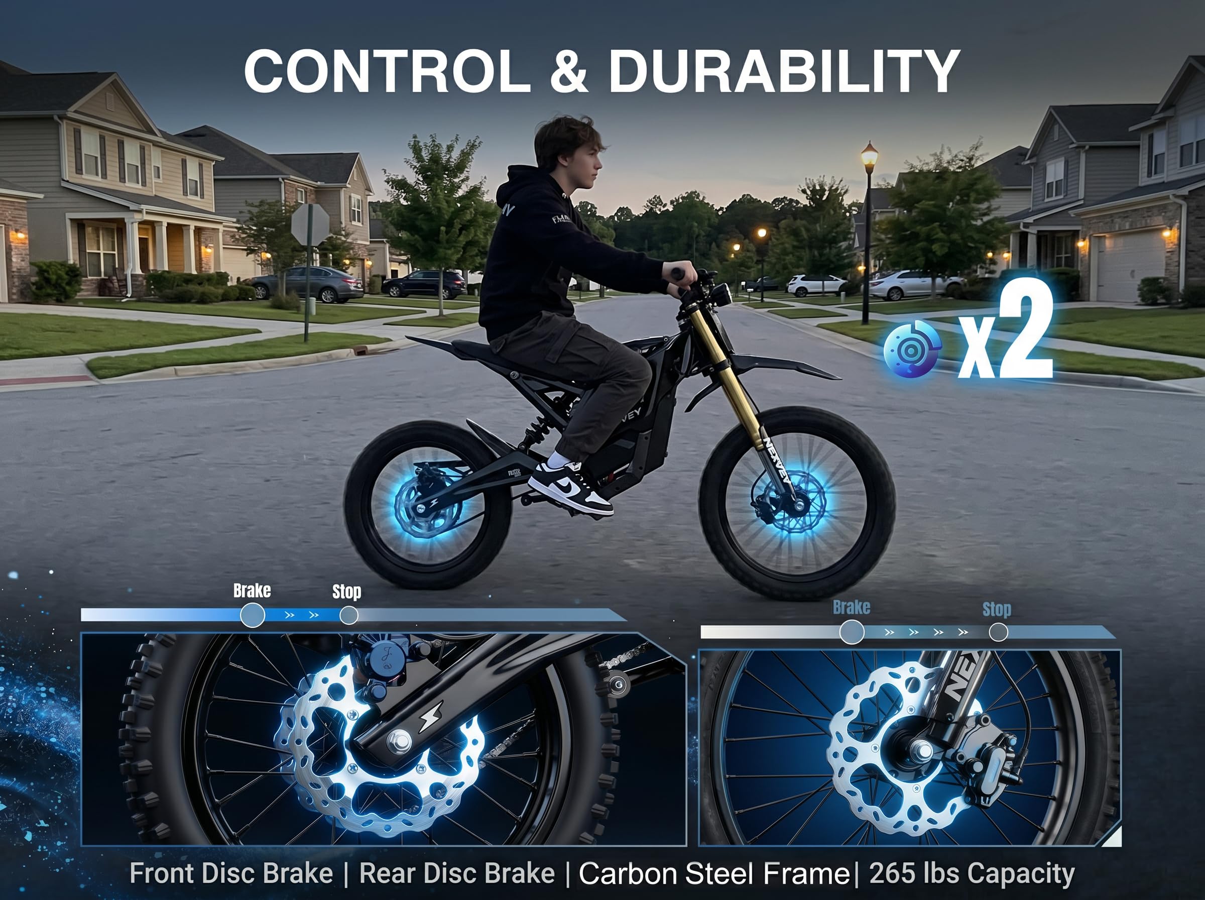 FLASH PRO Electric Dirt Bike for Adults, 5000W Peak Mid-Drive Motor Electric Motorcycle with Wheelie Assist, 55 MPH 50 Miles 60V 27Ah, 17/14" Tires All-Terrain Off-Road E-Bike - Image 6