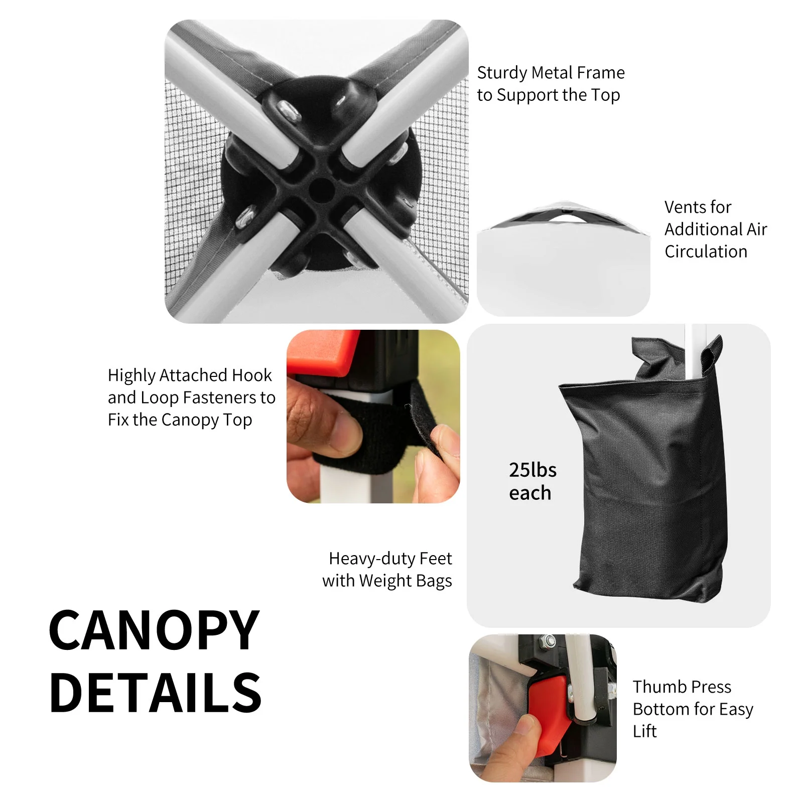 Patiojoy 6.6-?x 6.6-?Pop-up Canopy Tent Outdoor Camping Sun Shelter w/ Portable Roller Bag & 4 Weight Bags Blue - Image 19
