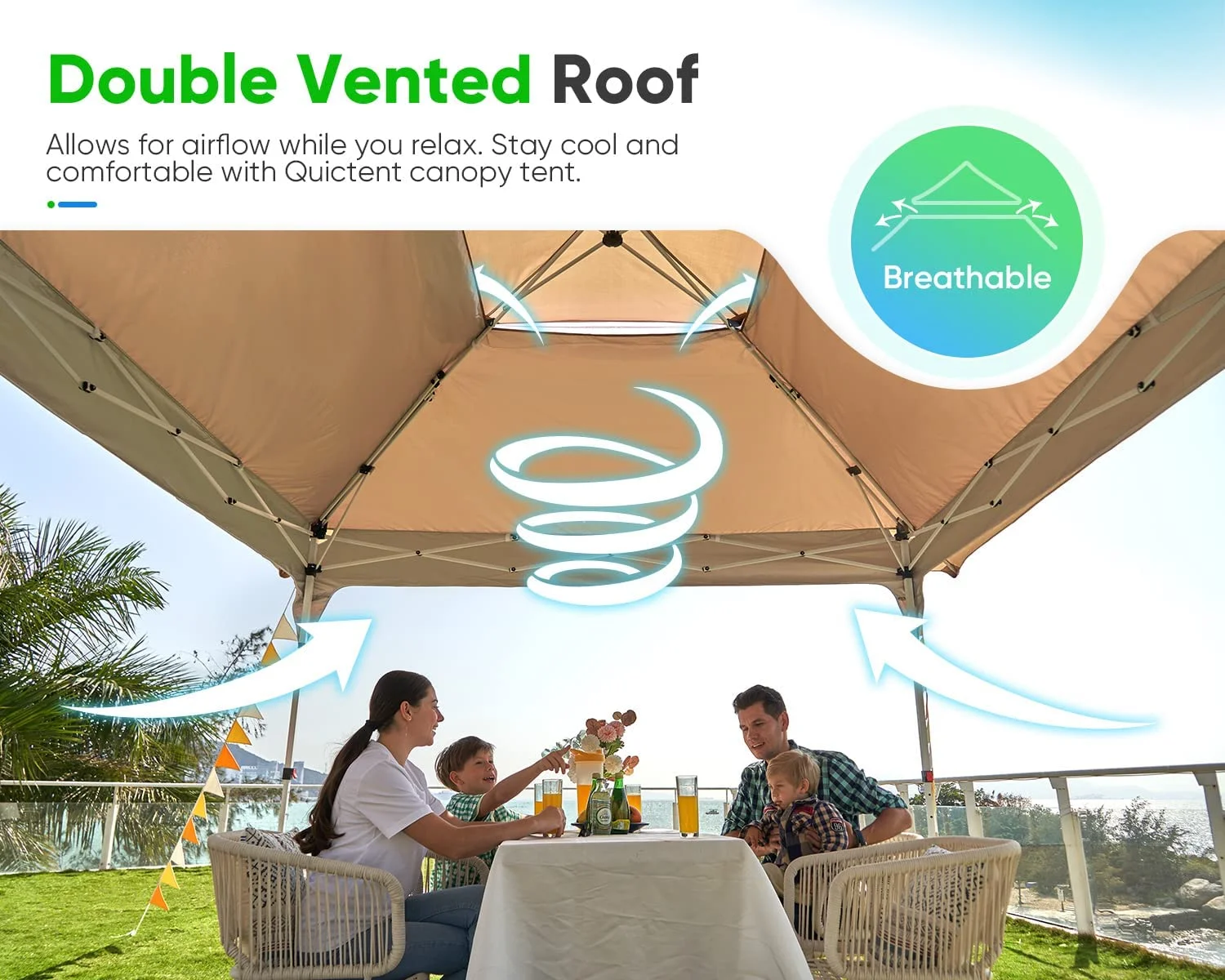 Quictent Pop up Canopy 12 x 12, One Person Set up Portable Instant Folding Shelter, Outdoor Canopy Tent with Extra Shade for Backyard, Patio, Party - Tan/Brown - Image 8