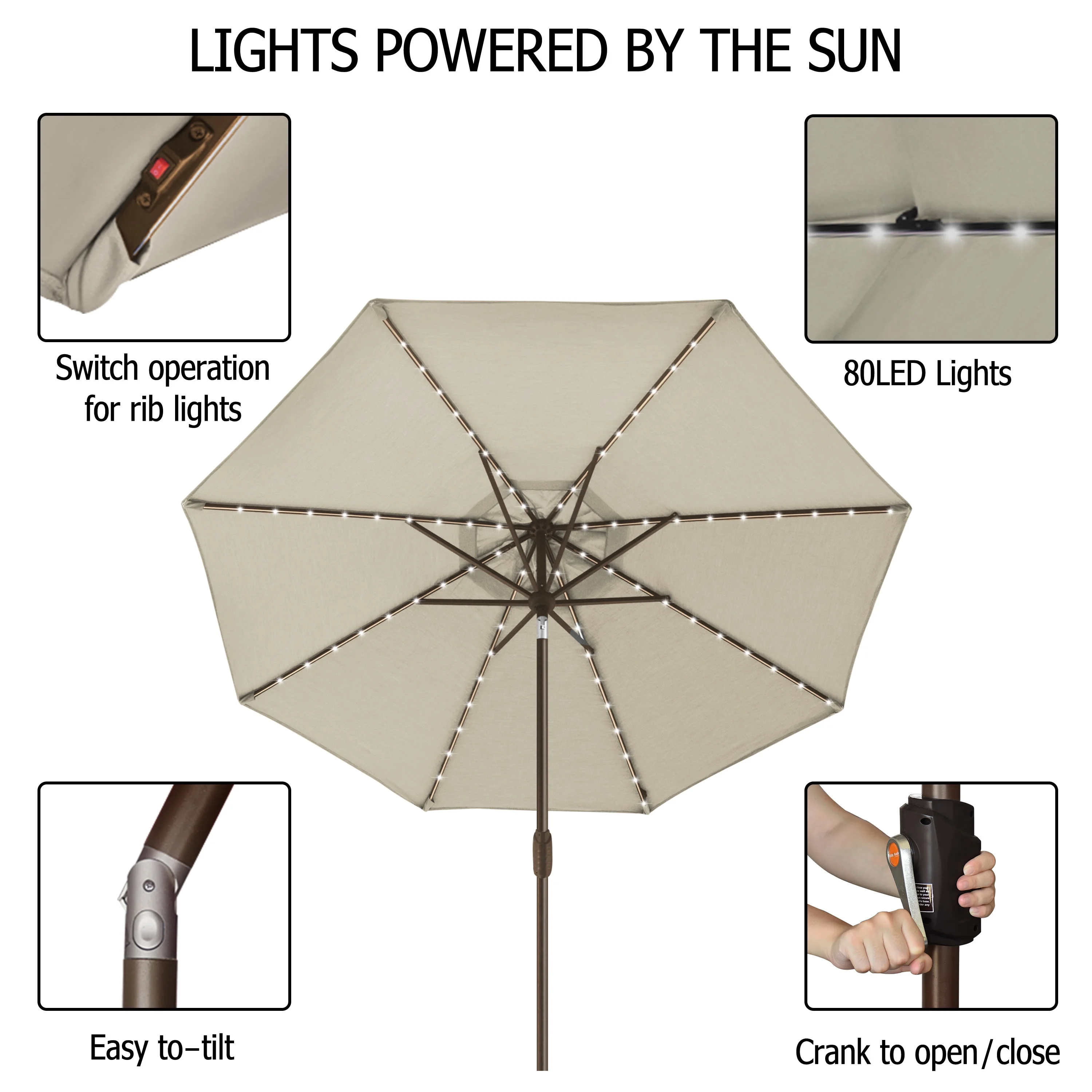 EliteShade Sunbrella Solar Umbrellas 9ft Market Umbrella with 80 LED Lights Patio Umbrellas Outdoor Table Umbrella with Ventilation and 5 Years Non-Fading Top,Ruby - Image 22