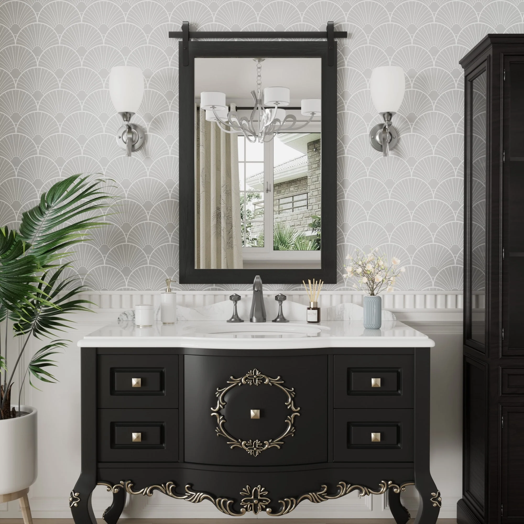 Modern Rectangular Wall Mirror with Wood Frame, Bathroom and Barn Door Mirror, Multiple Sizes - Image 38