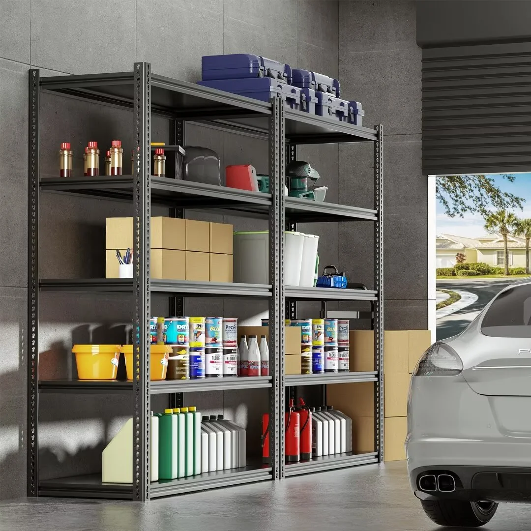 NAIZEA 2 Pack 72"H x 36"W x 18"D Garage Shelving, Heavy Duty Steel Shelving Storage Rack Shelves, 5 Tier Steel Shelf Rack Shelf Unit, 2000LB Capacity - Image 9