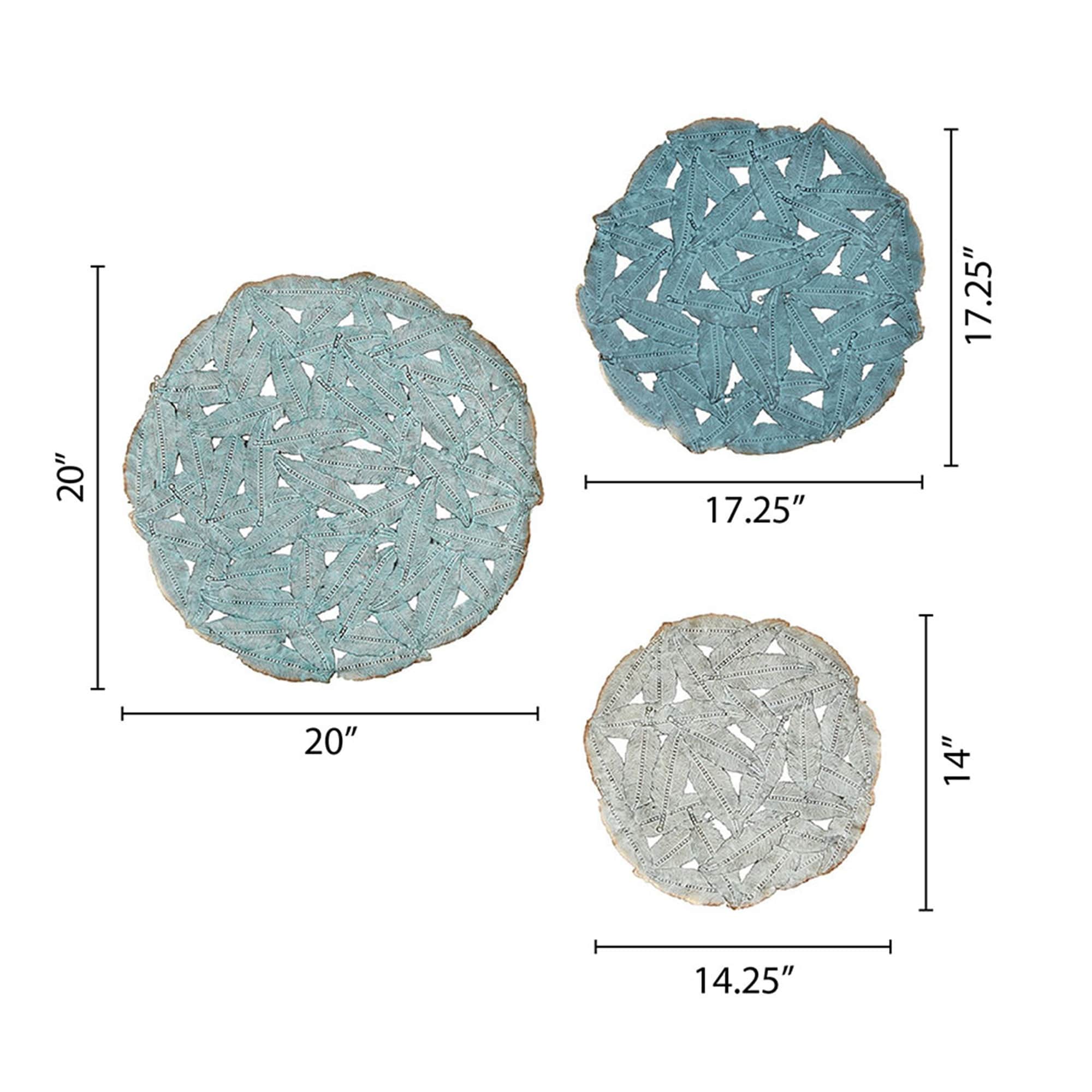 Textured Feather 3-Piece Metal Disc Wall Decor Set, Decorative Wall Art for Home - Image 28