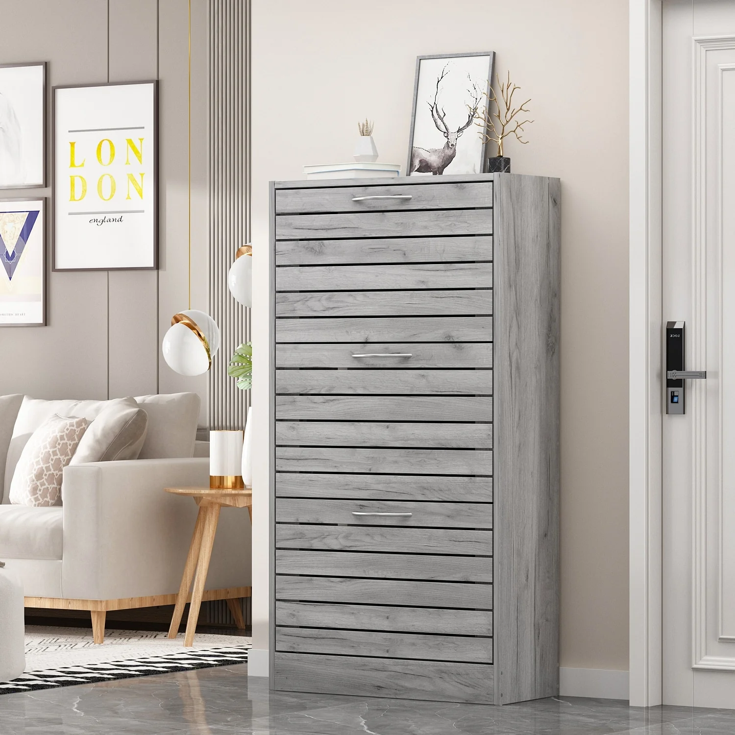 Modern Shoe Storage Cabinet for Entryway and Hallway, Space-Saving Shoe Organizer - Image 8
