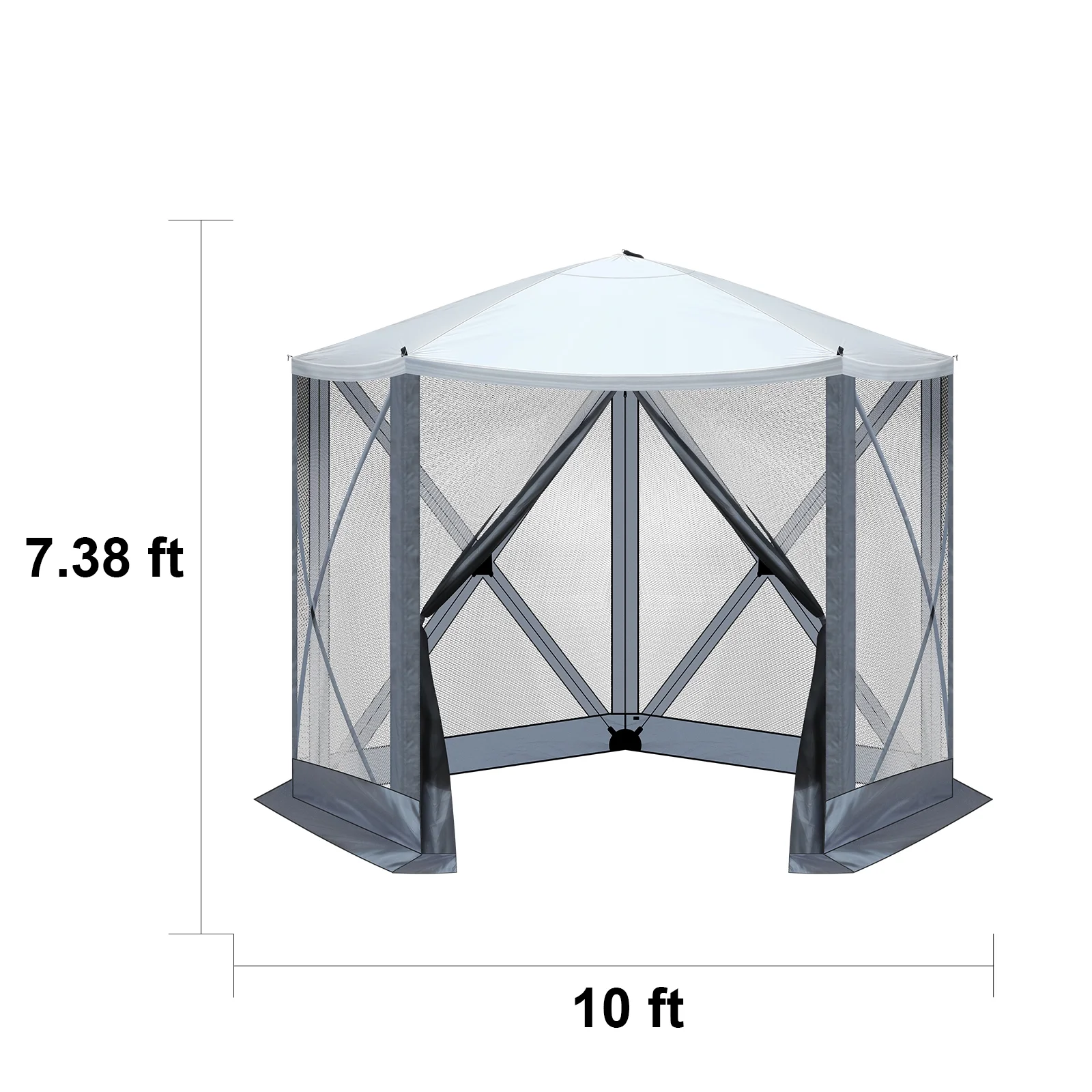 10'x10' Outdoor Pop-Up Camping Canopy - UV & Waterproof, 5 Mesh Sidewalls, Portable with Carrying Bag for Camping,Patio,Lawn, Gray - Image 6