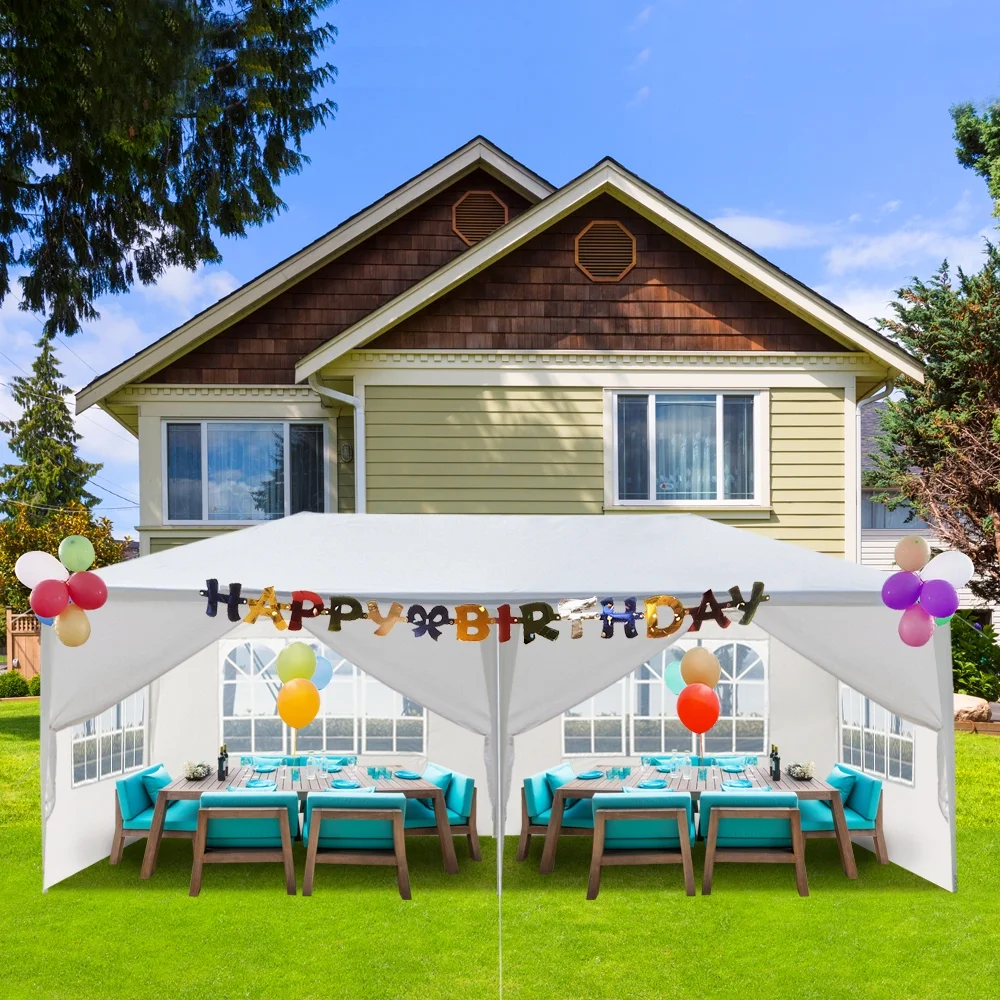 10'x20' Outdoor Party Tent with 6 Removable Sidewalls, Waterproof Canopy Patio Wedding Gazebo, White - Image 11