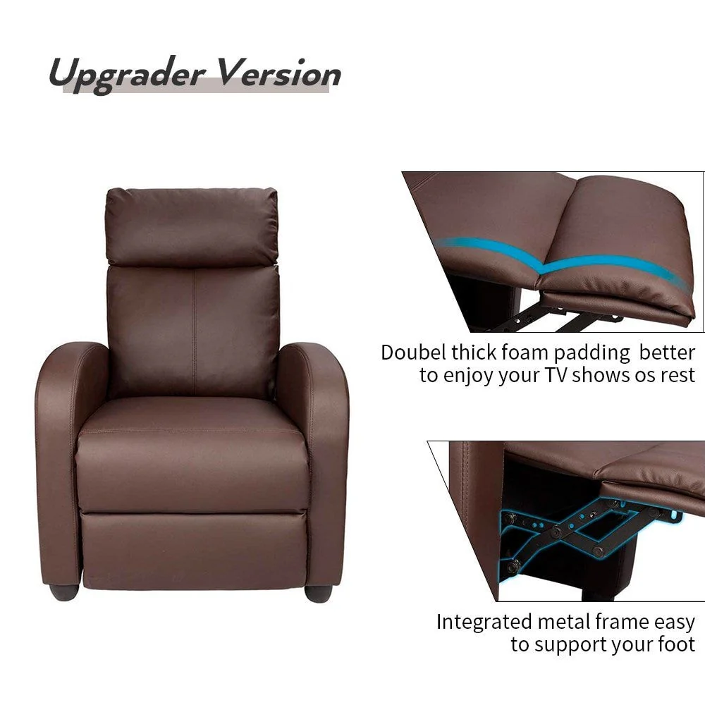 Massage Recliner Chair, PU Faux Leather Home Theater Recliner with Padded Seat - Image 10