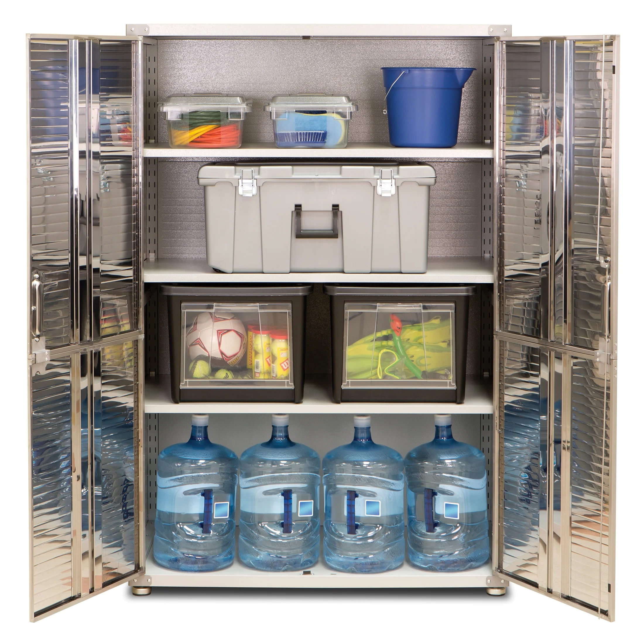 Seville Classics UltraHD? Heavy Steel Lockable Organizer Locker Storage Cabinet, 48" W x 24" D, Red - Image 46