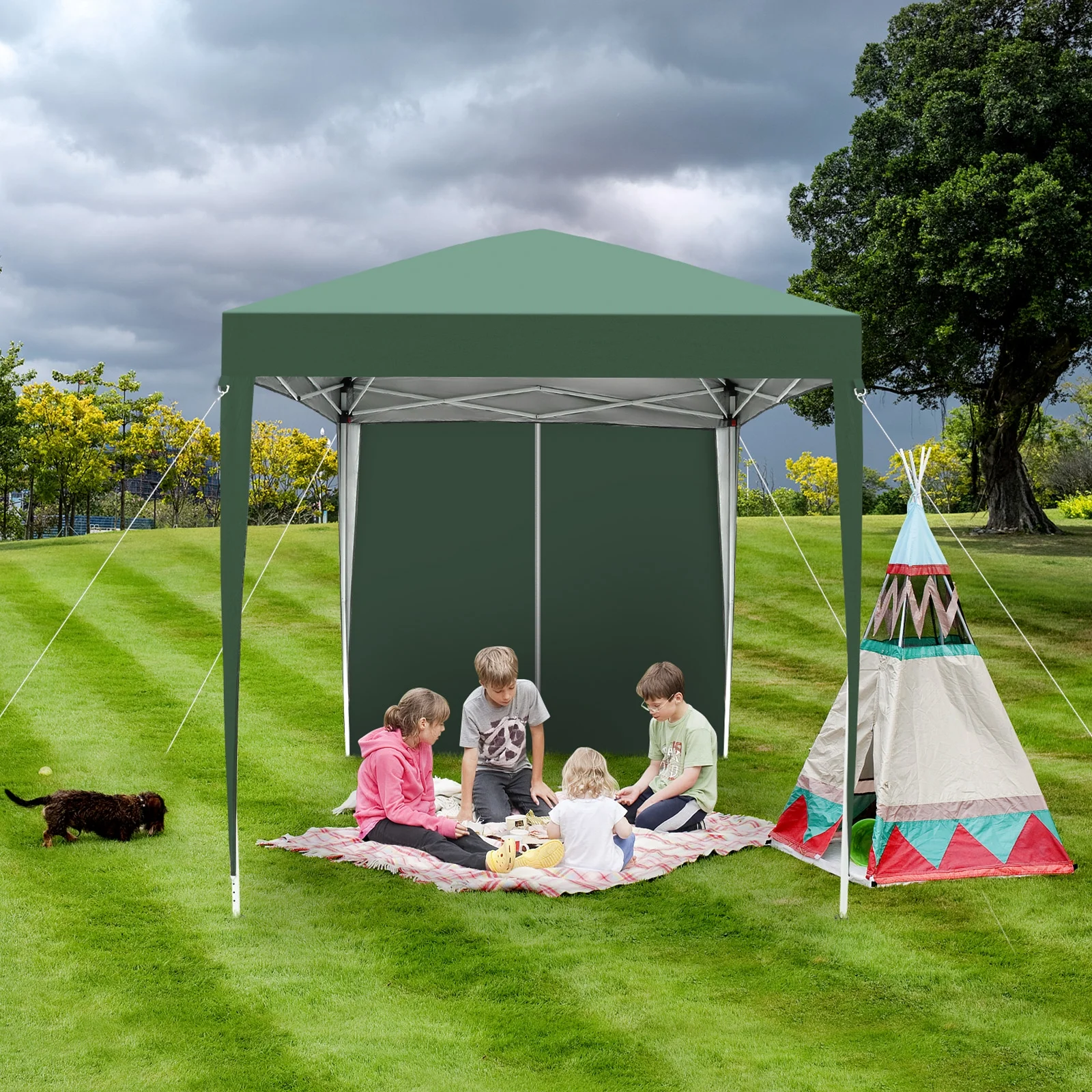 6.5x6.5ft Pop Up Canopy Tent - Instant White Gazebo w/ 4 Sidewalls, UPF 50+ & Carry Bag, 42 sq ft Shade for Camping/Patio (200x200cm) - Image 17