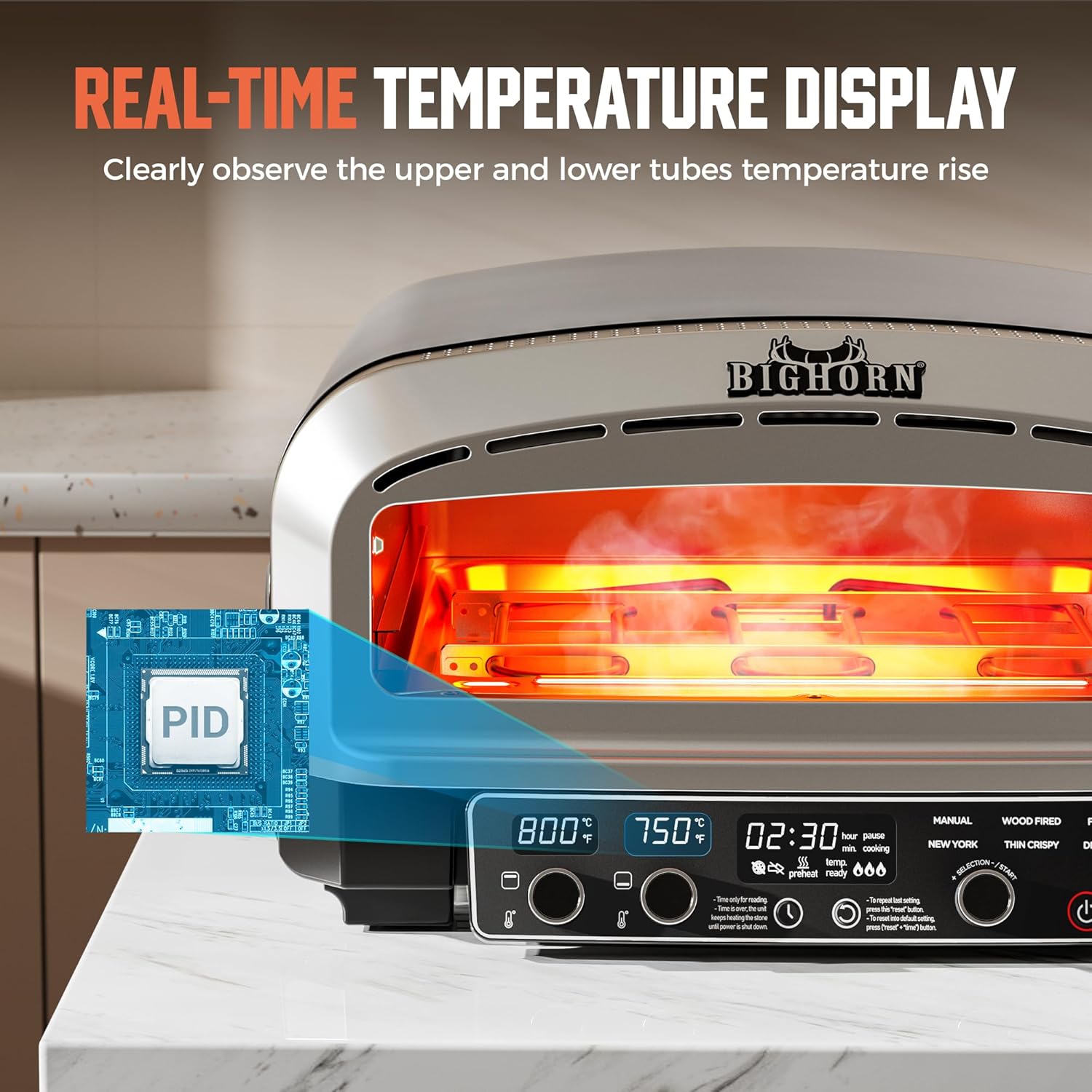 14-Inch Countertop Electric Pizza Oven, Stainless Steel - Image 5