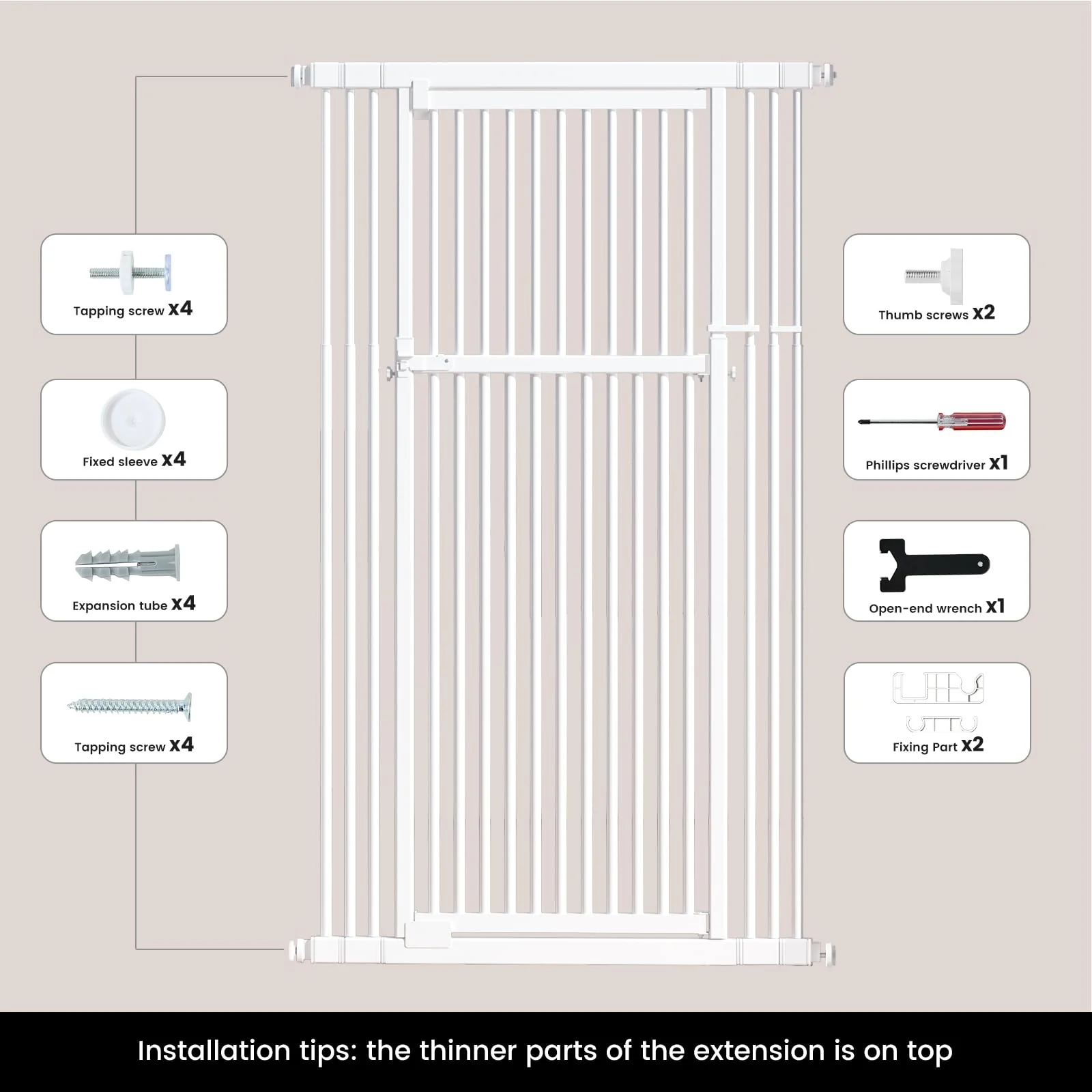 Extra Tall Cat Gate 51"-87", Wide Adjustable Pet Safety Gate for Doorways and Home - Image 9