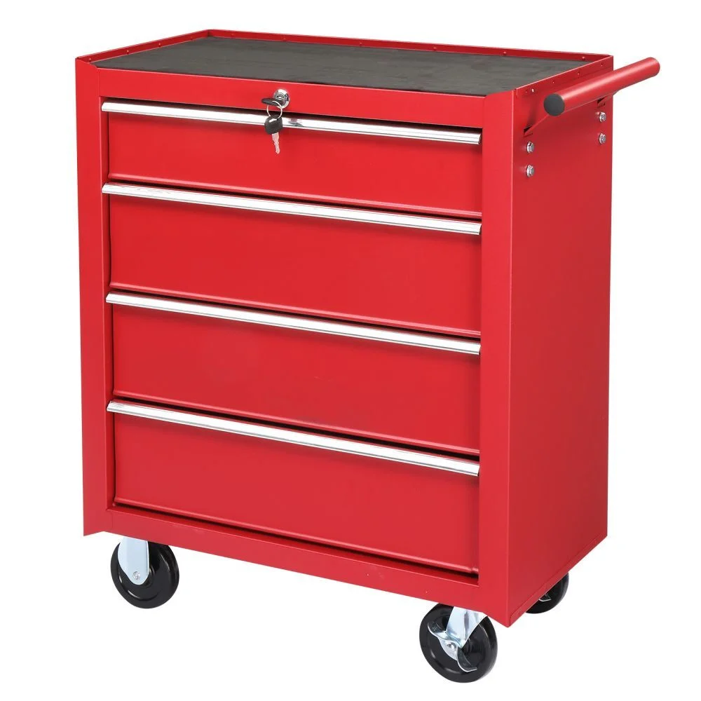 IVV 4-Drawer Rolling Tool Chest w/Lock & Key, Tool Storage Cabinet with Universal Wheels, Anti-Scratch Liners, Tool Organizer Box for Garage, Warehouse & Repair Shop, Red - Image 4