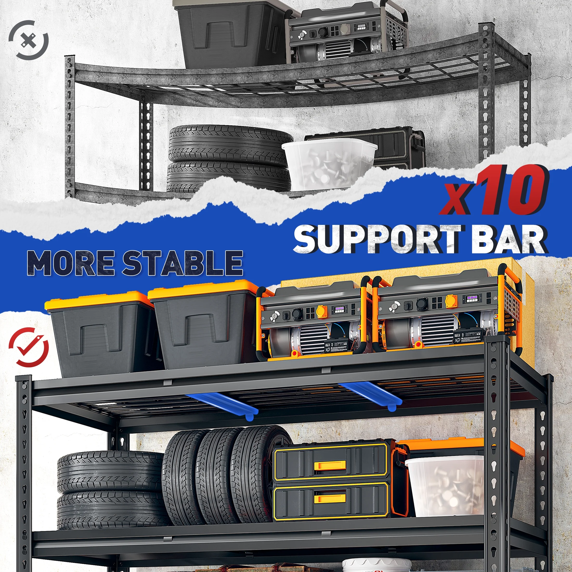 REIBII 48" W Garage Shelving Units 5 Tier Storage Shelves Heavy Duty Adjustable Metal Utility Shelf-72" H x 48" W x 24" D - Image 17