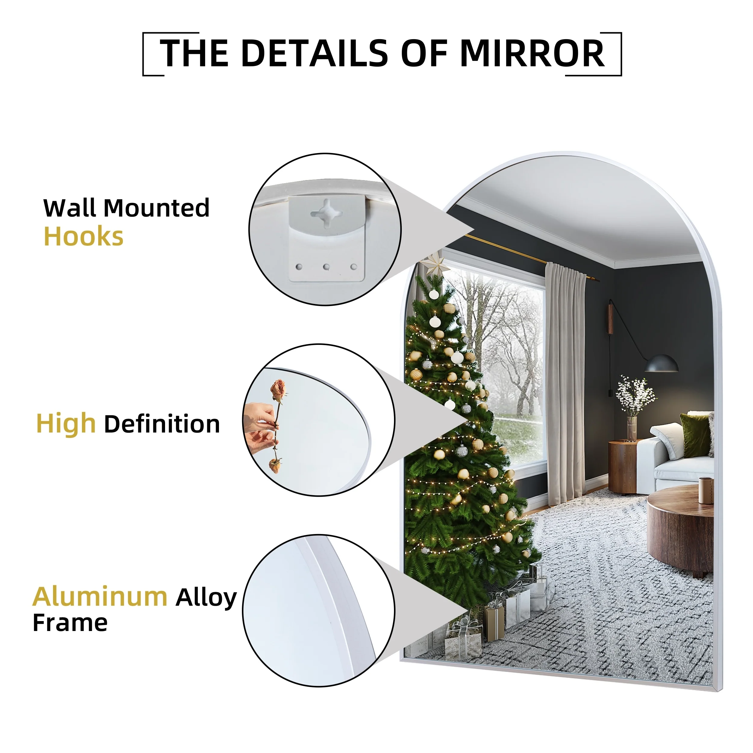 2 Pack 36x24 Inch Arched Bathroom Vanity Mirrors, Wall Mounted Decorative Mirrors for Bathroom and Bedroom - Image 24