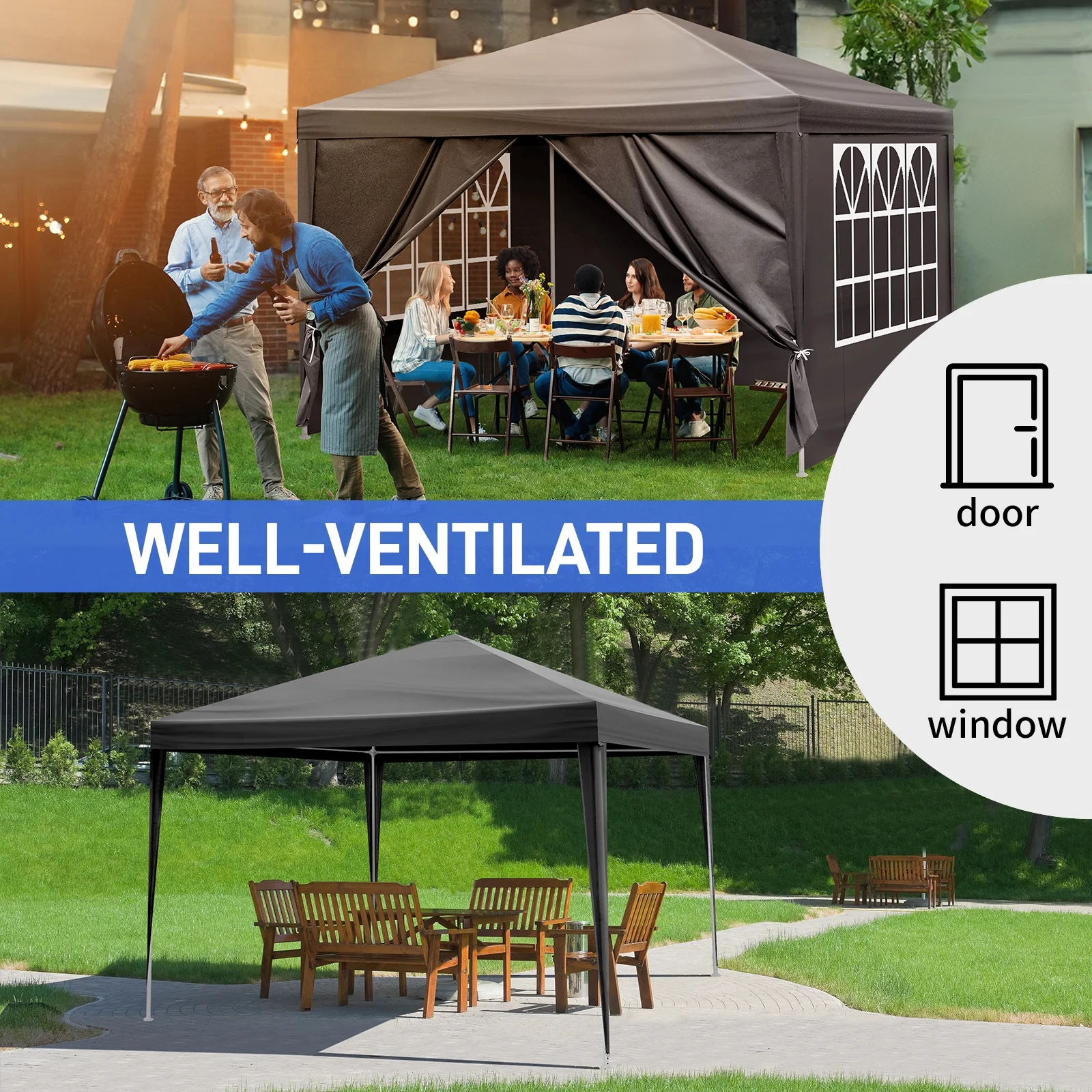 HighSound Waterproof Outdoor Canopy Patio Tent Party Tent - Image 5