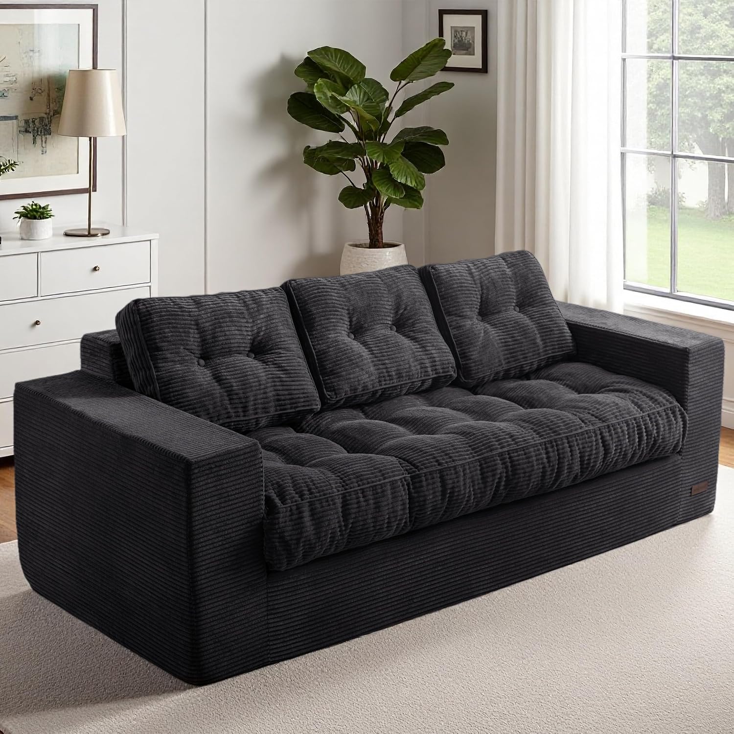 Loveseat Sofa Couch, Upholstered Bean Bag Chair Cloud Seat - Image 10