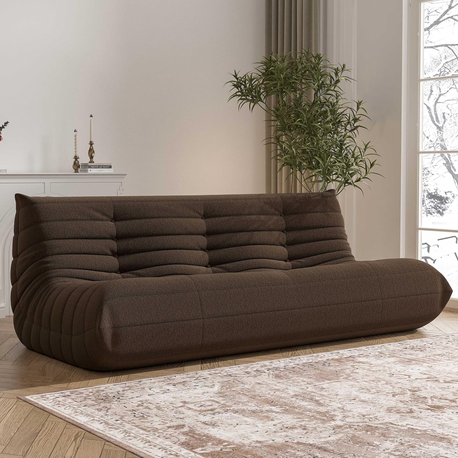 Bean Bag Chair for Adults, L-Shaped Memory Foam Togo Lounger, Green - Image 15
