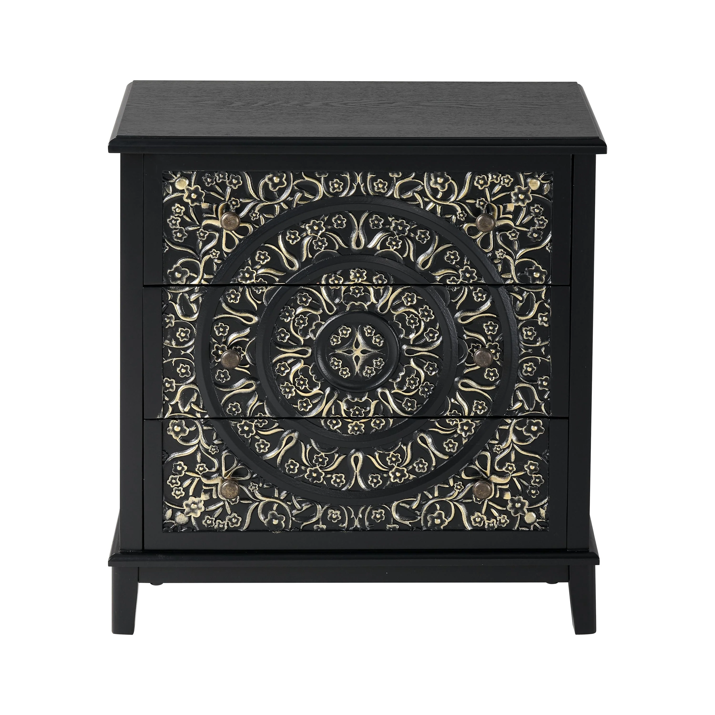 Farmhouse Fully Assembled Nightstand with 2 Drawers, Flower Motif End Table for Small Spaces - Image 27