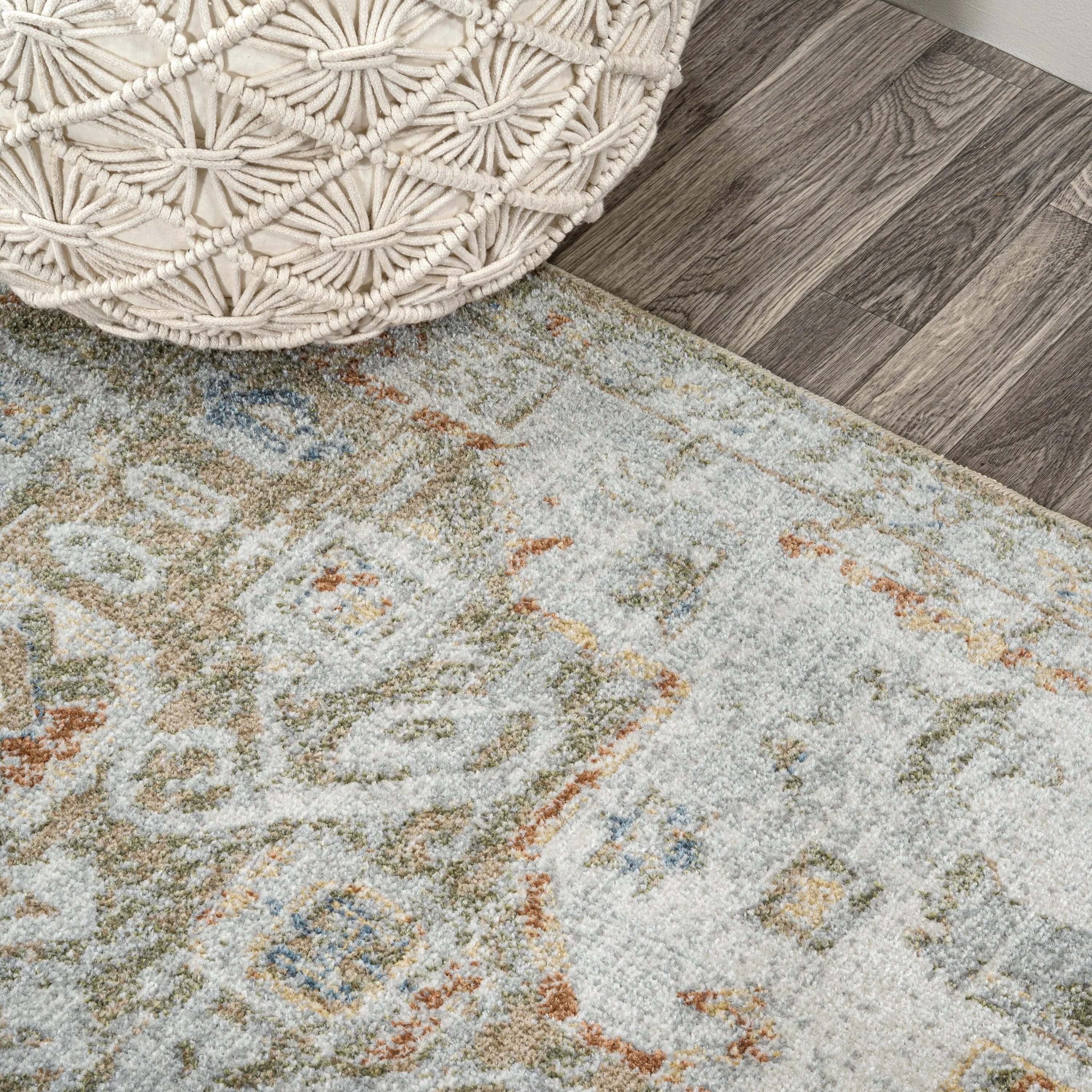 Bohemian Medallion Low-Pile Machine-Washable Area Rug, Cream and Terra - Image 29