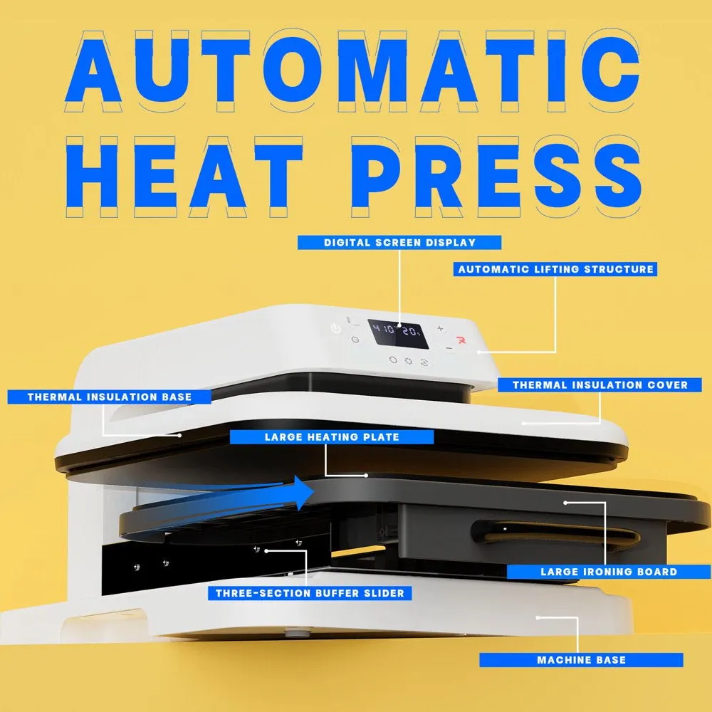 1500W 15"X15" Auto Heat Press Machine for Transfer Vinyl& Sublimation Project - Image 2