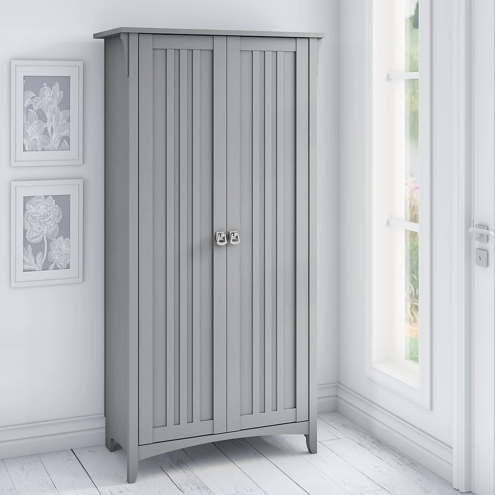Tall Storage Cabinet with Doors, Freestanding Shelving Organizer with Adjustable Shelves for Home, Office and Living Room